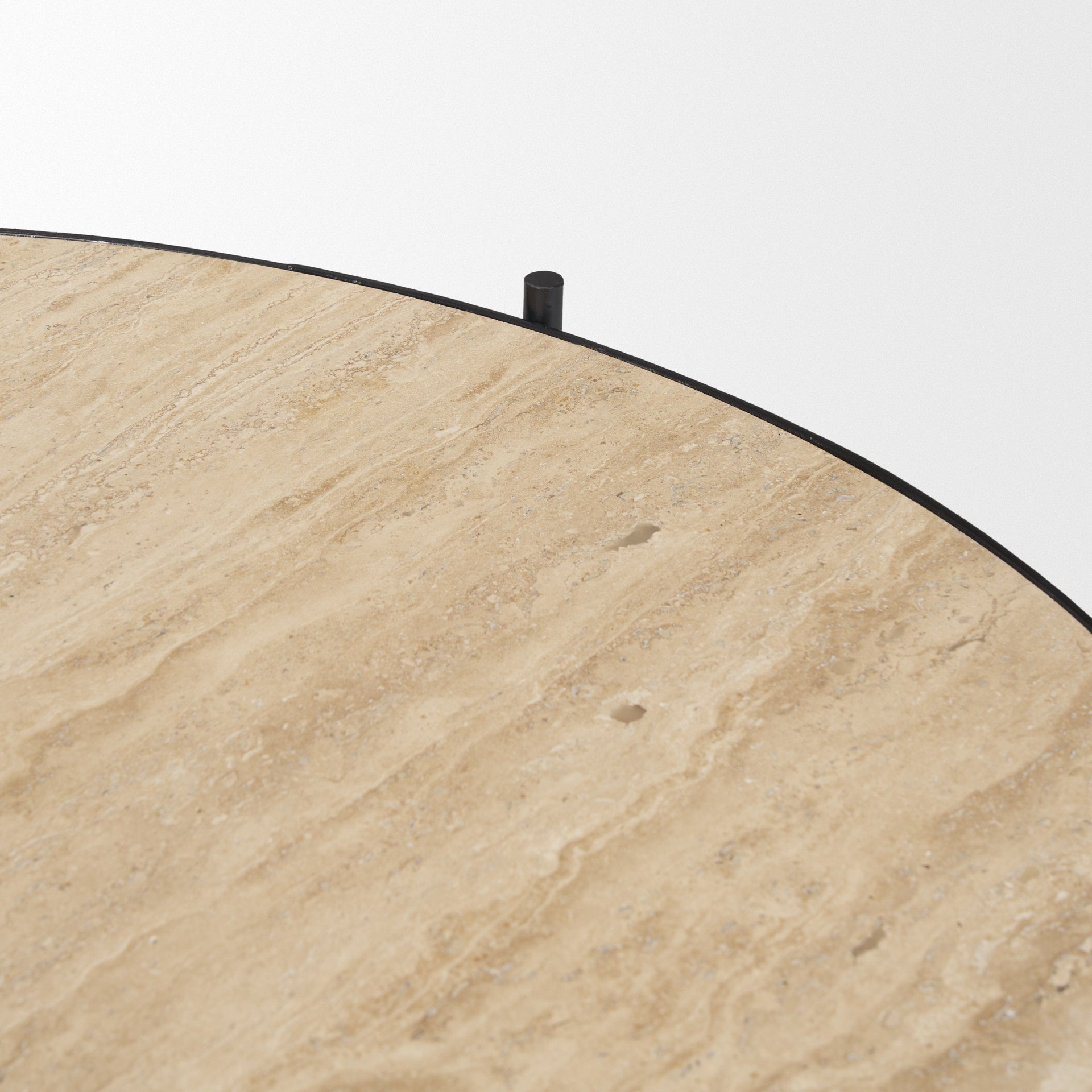 Wade Travertine Marble w/ Matte Black Metal Coffee Tables