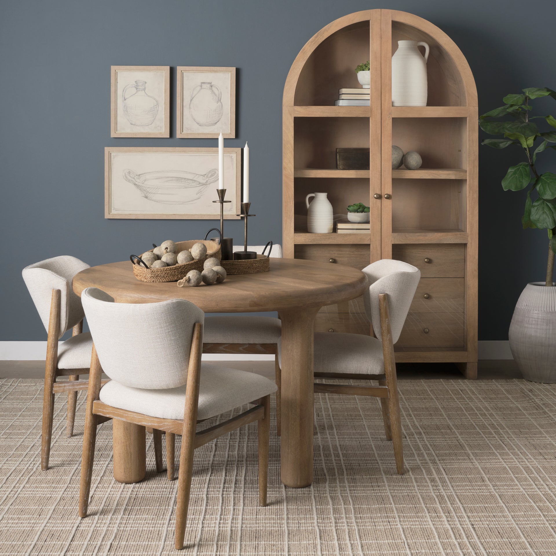 Soma 48" Light Brown Mango Wood Round Dining Table