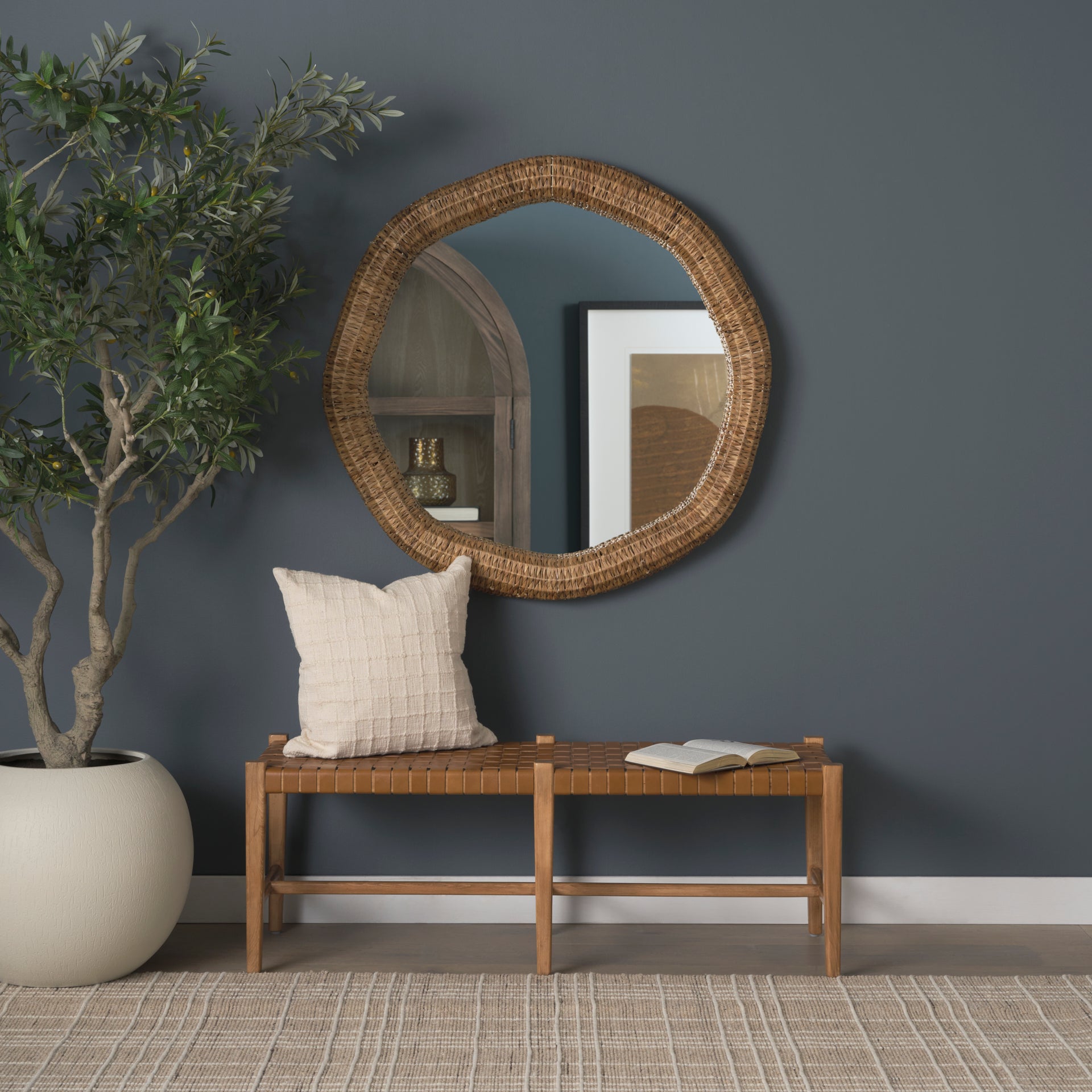 Warrick 42" Woven Water Hyacinth Mirror