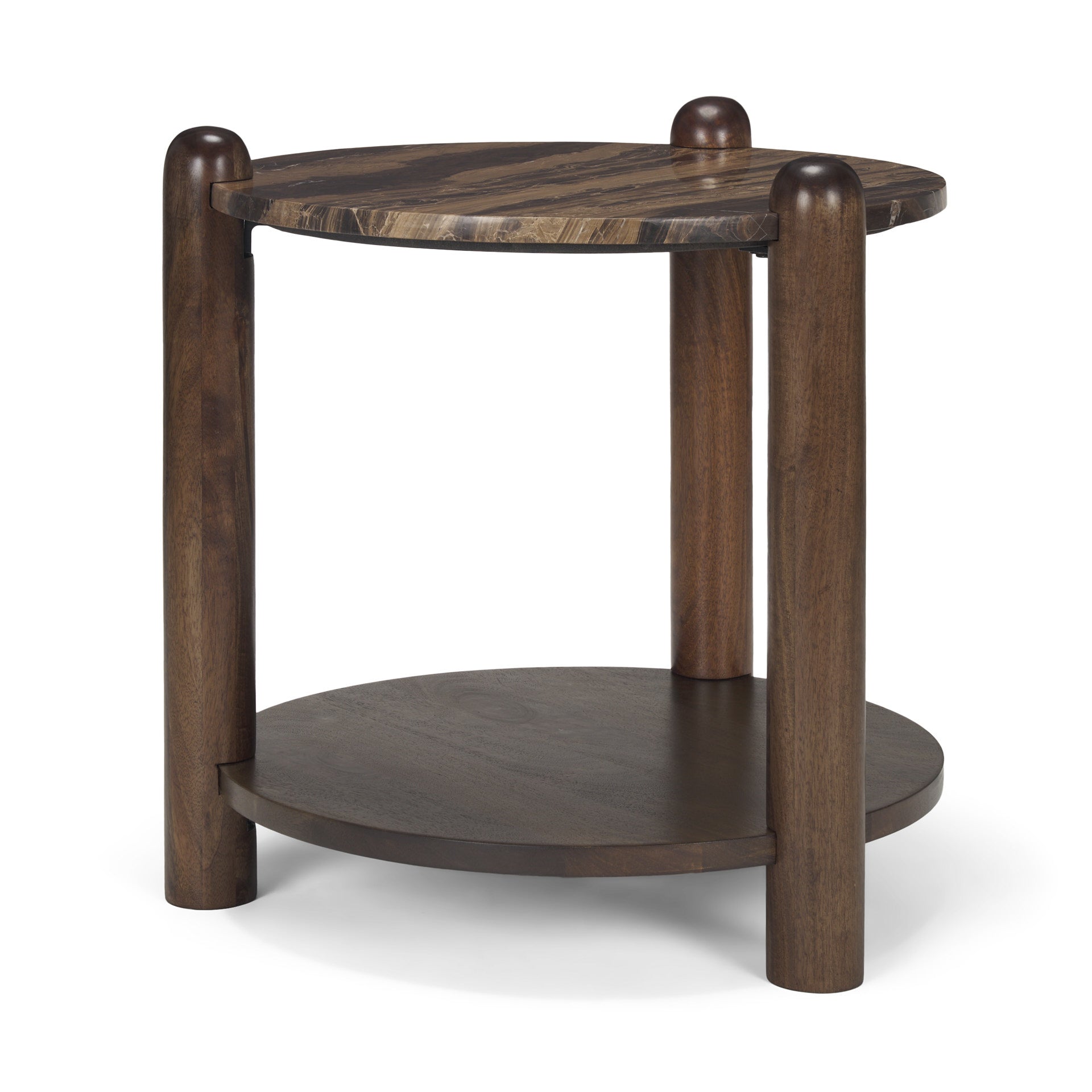 Jovia End Side Table Dark Brown Wood | Cappuccino Marble - end-and-side-tables