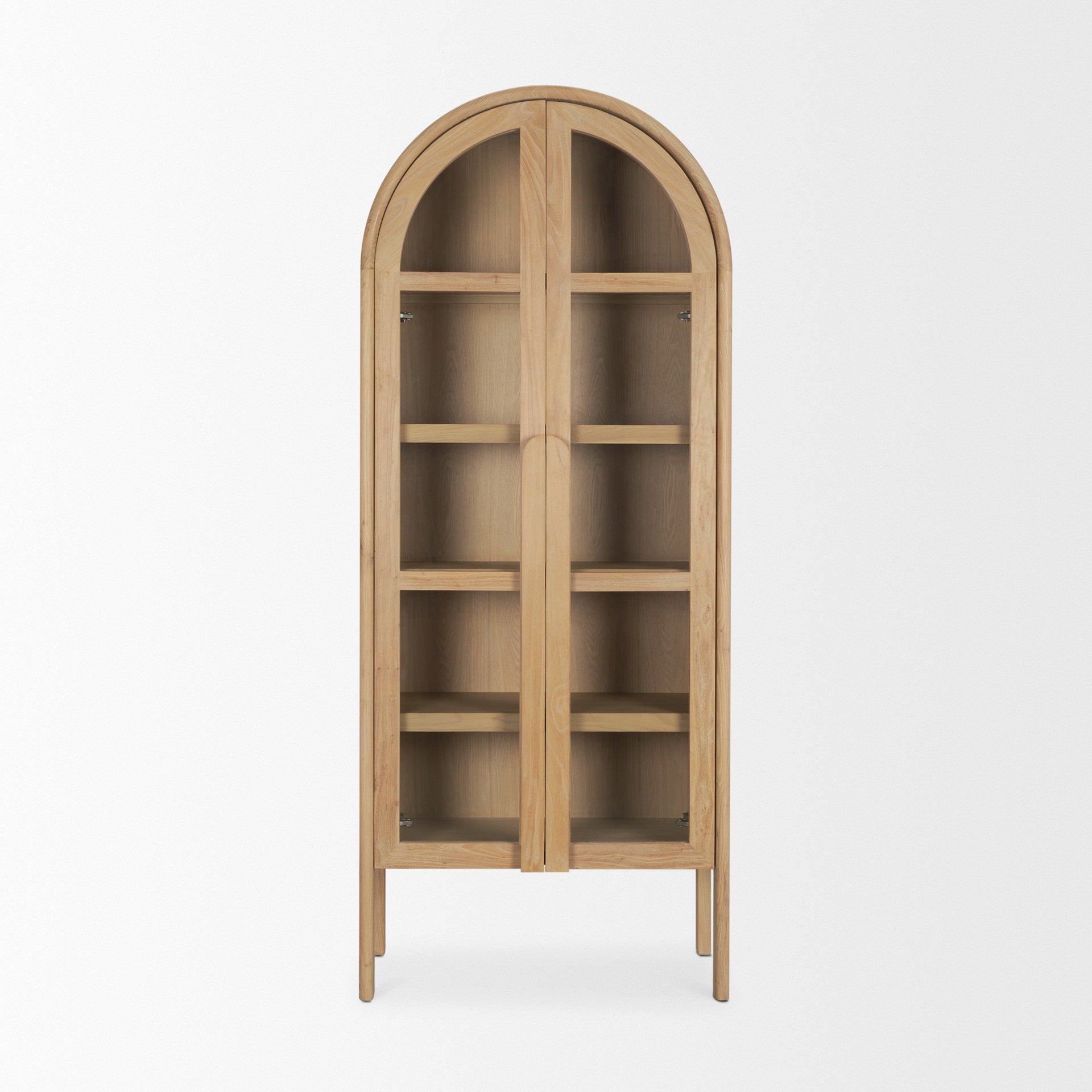 Callum Curio Cabinet Light Brown Wood | Clear Glass - cabinets