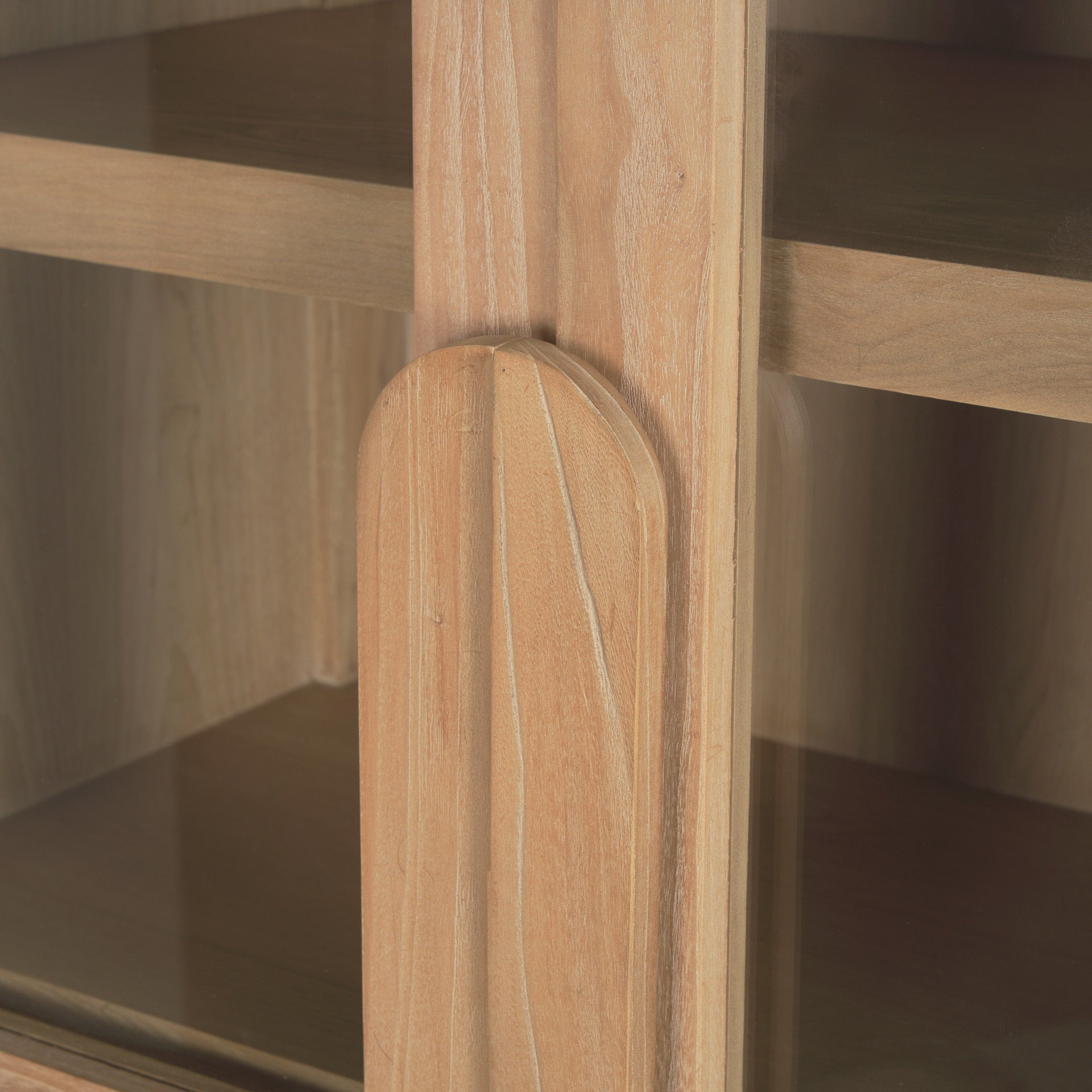 Callum Curio Cabinet Light Brown Wood | Clear Glass - cabinets