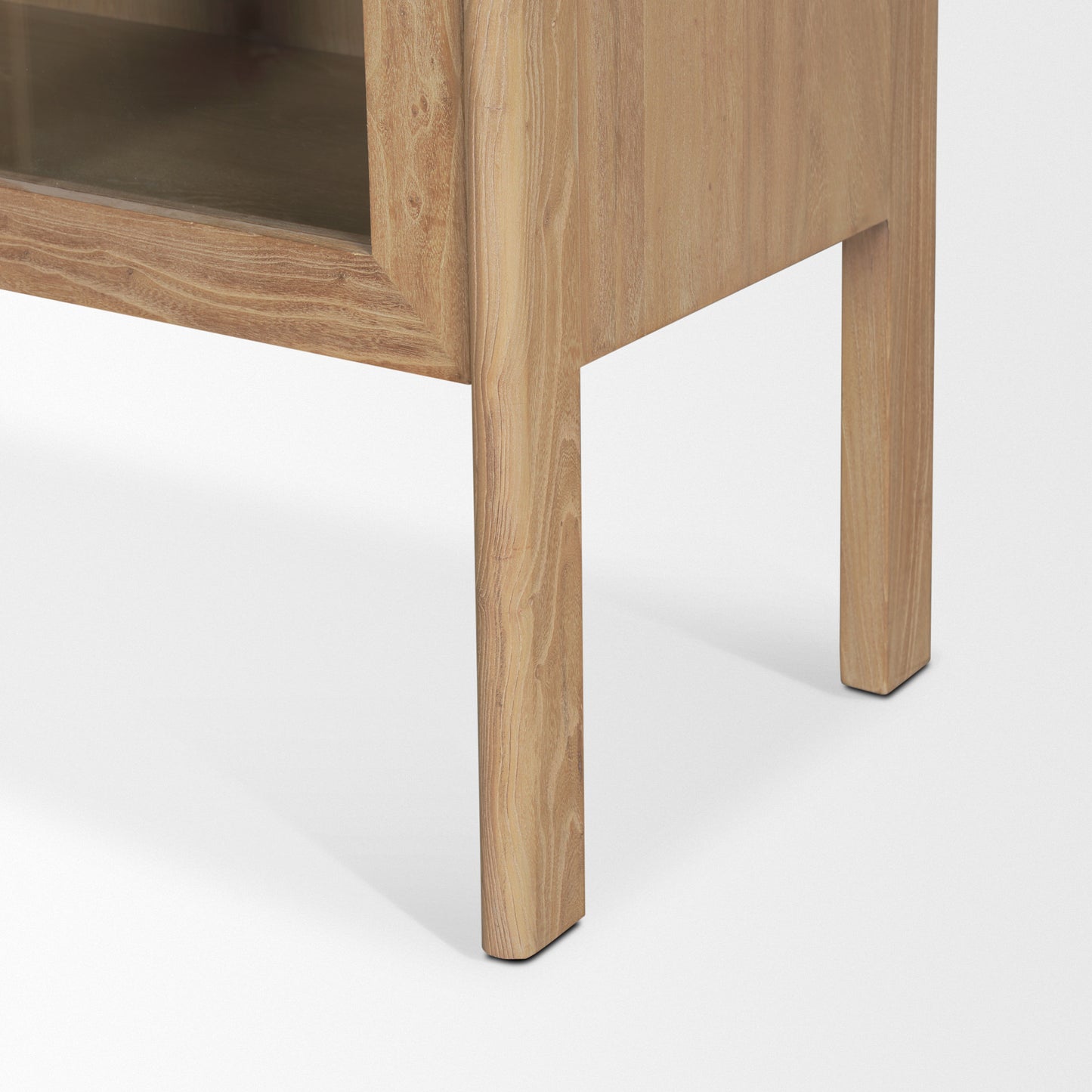 Callum Curio Cabinet Light Brown Wood | Clear Glass - cabinets