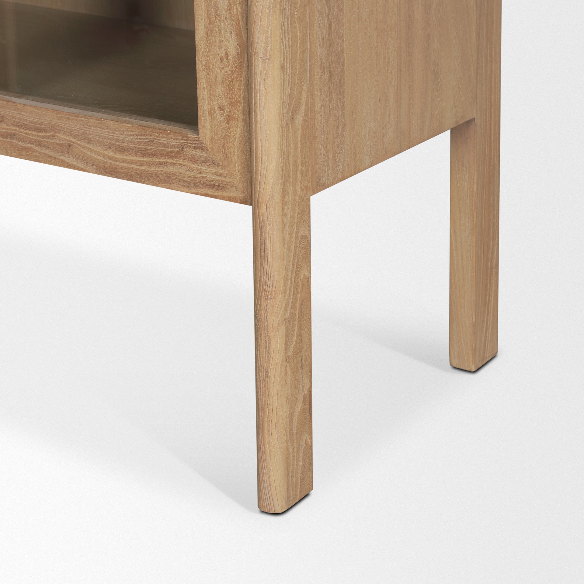 Callum Curio Cabinet Light Brown Wood | Clear Glass - cabinets