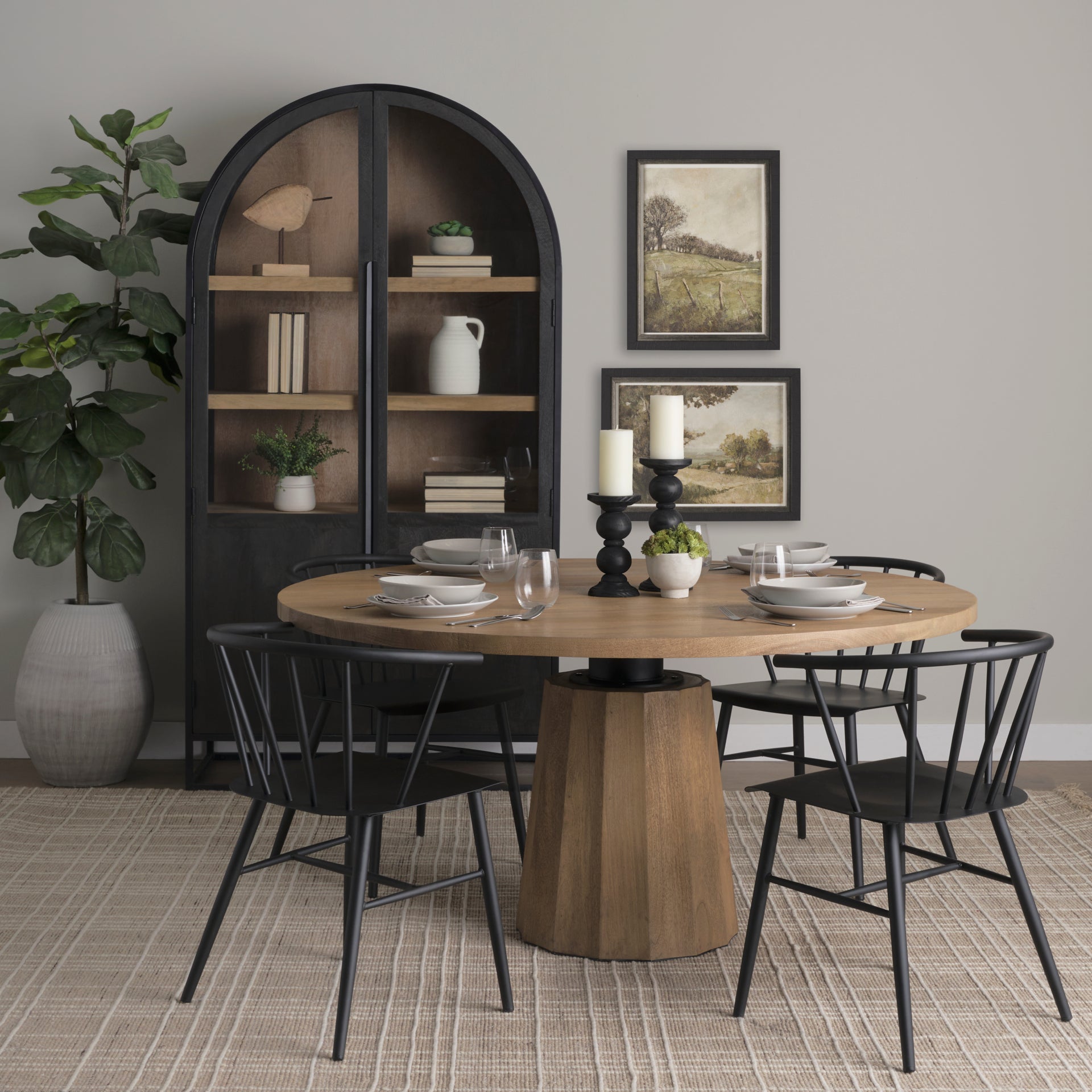 Sloan Curio Cabinet Black Wood | Black Metal | 80’’H - cabinets
