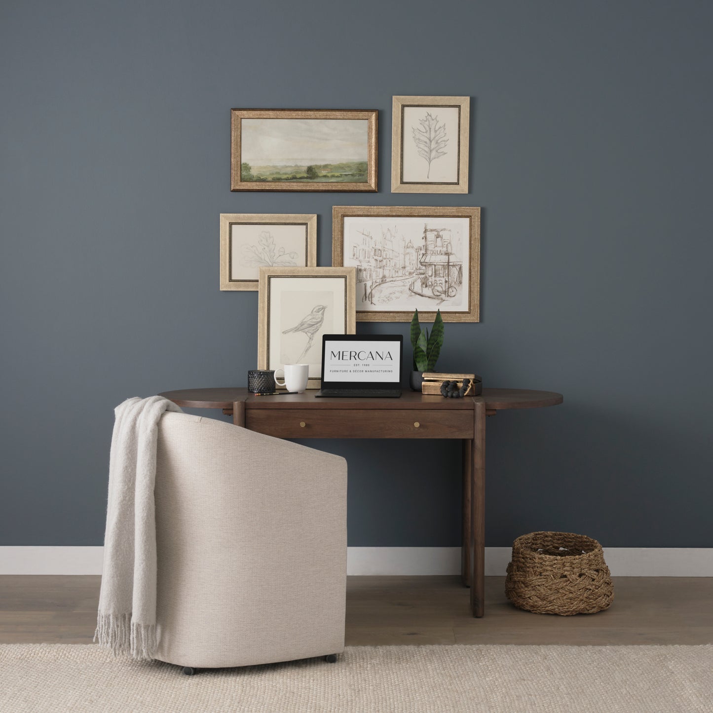 Sohan Dark Brown Elm Wood Oblong Desk