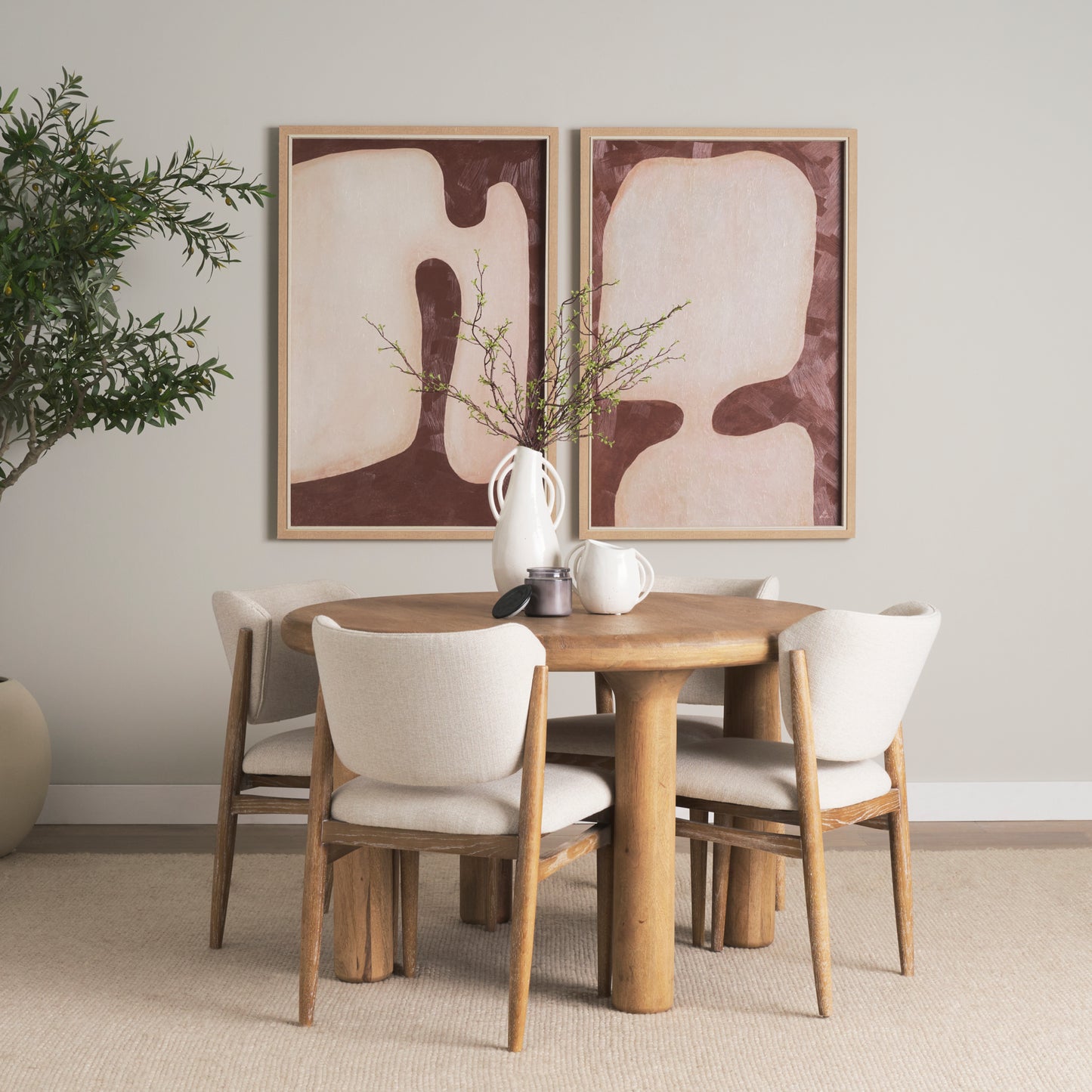 Soma 48" Light Brown Mango Wood Round Dining Table
