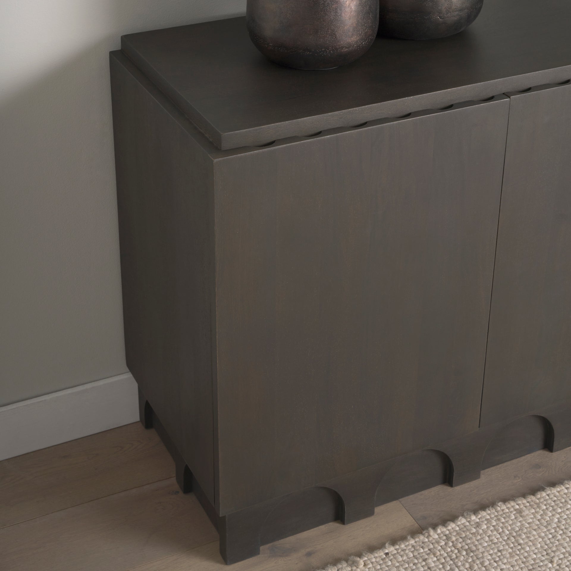 Wagner Dark Brown Wood w/ Arched Design Accent Cabinet