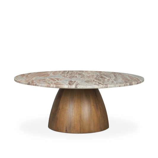 Allyson Coffee Table Pink Marble | Brown Wood - coffee-tables