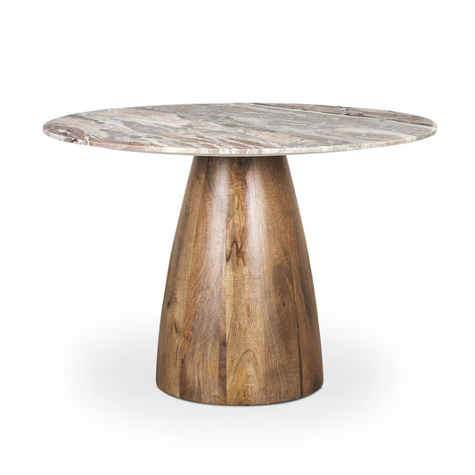 Allyson Dining Table Pink Marble | Brown Wood | 54"