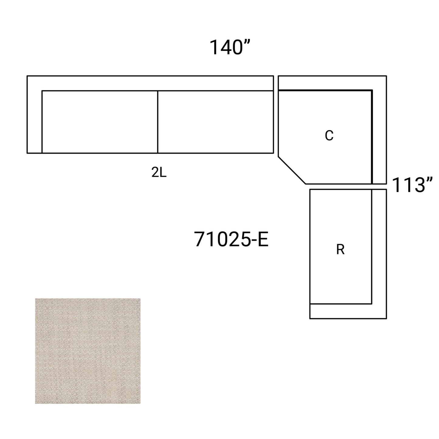 Warner Oatmeal 3 Piece Sofa Set w/Corner Piece