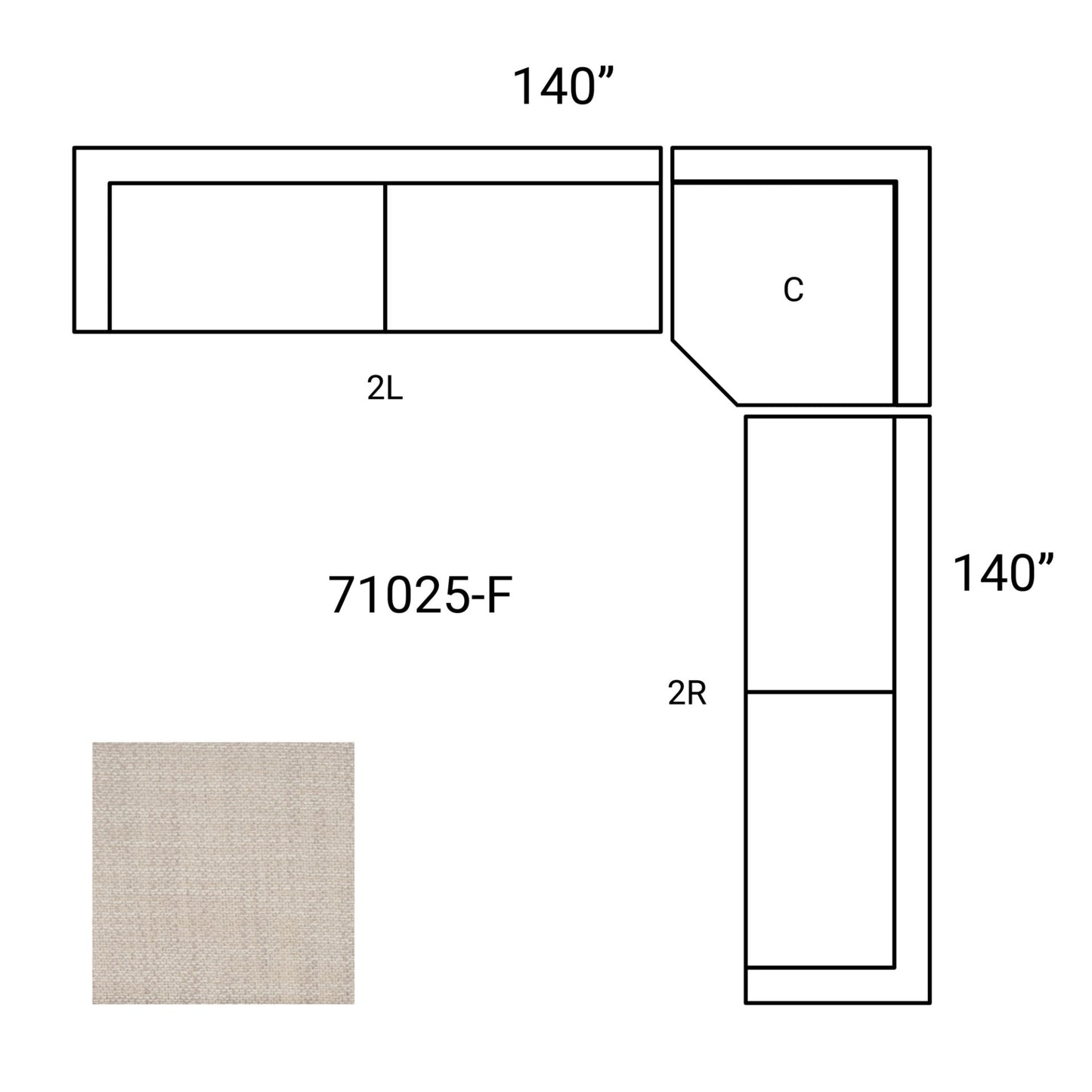 Warner Oatmeal 3 Piece Sofa Set w/Corner Piece