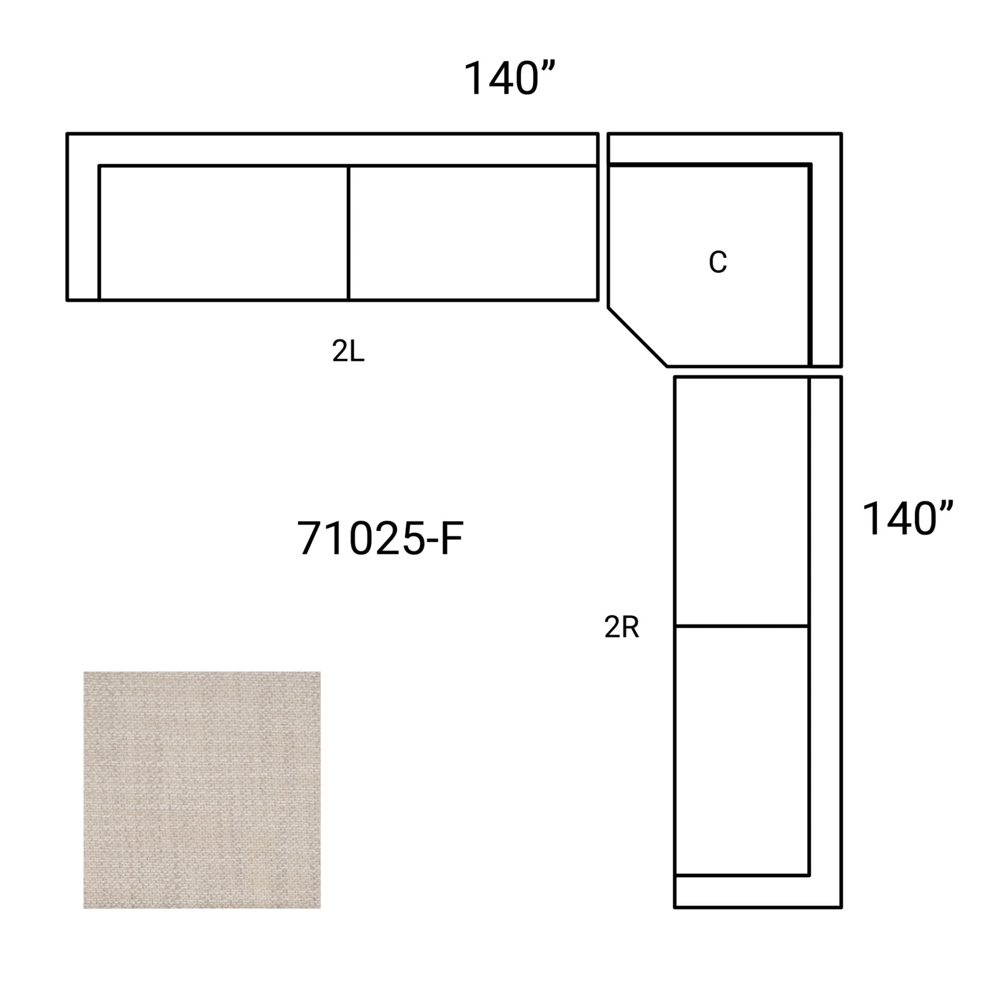 Warner Oatmeal 3 Piece Sofa Set w/Corner Piece