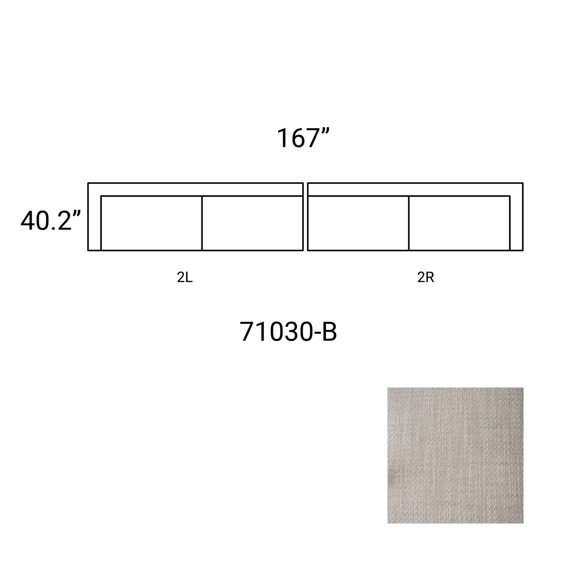 Warner Gray 2 Piece Long Sofa Set