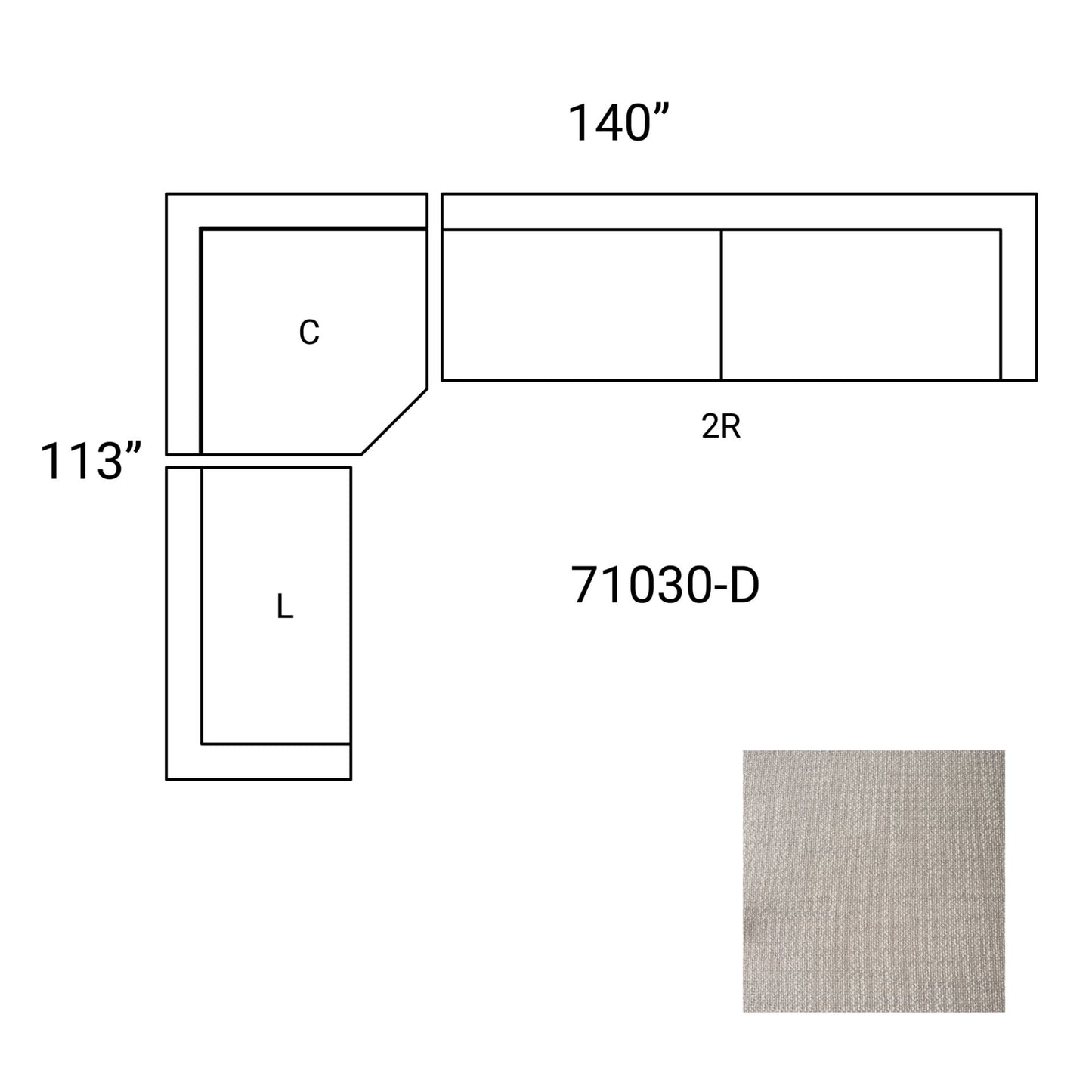 Warner Gray 3 Piece Sofa Set w/Corner Piece