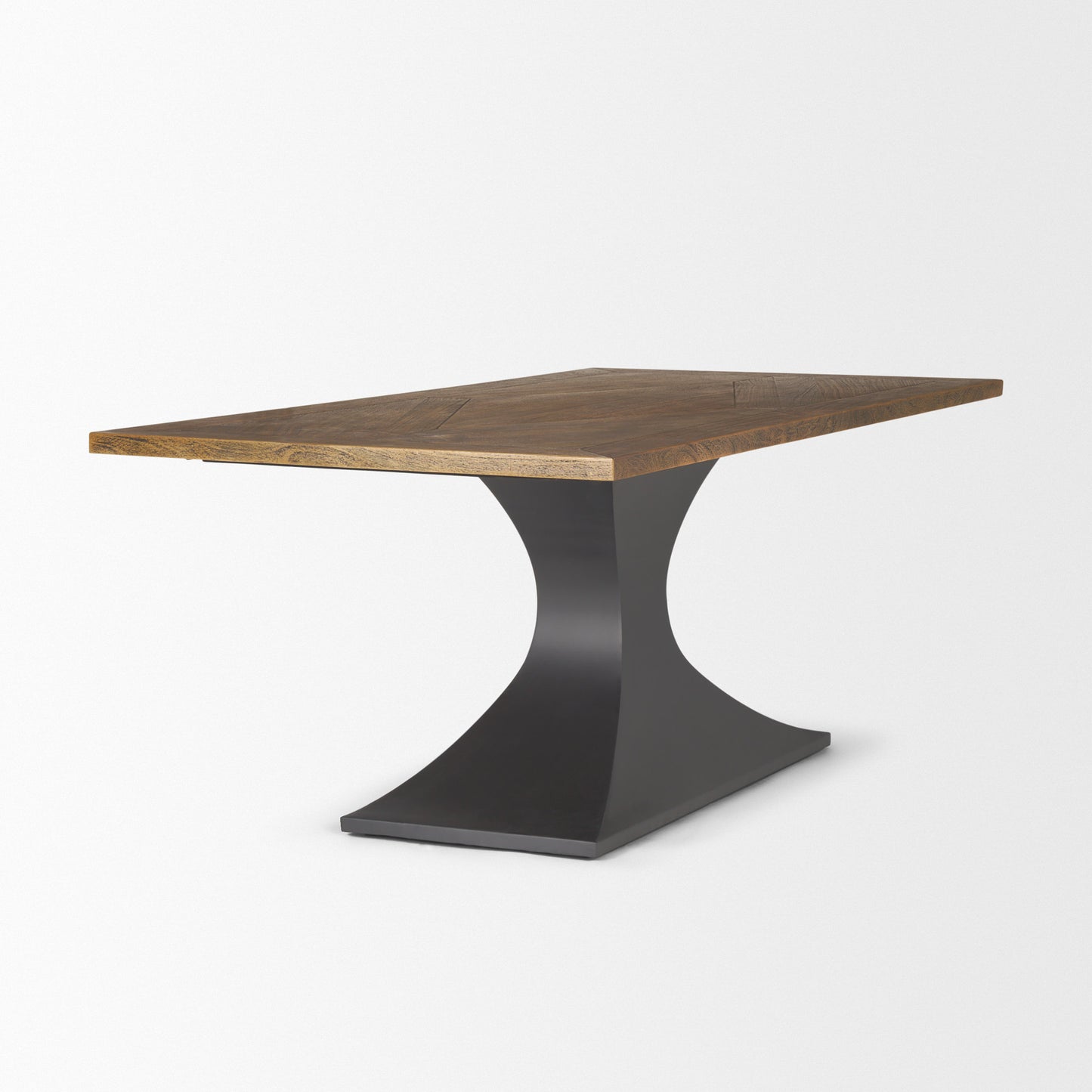 Maxton II 79x39 Rectangular Brown Solid Wood Top Dark Gunmetal Base Dining Table