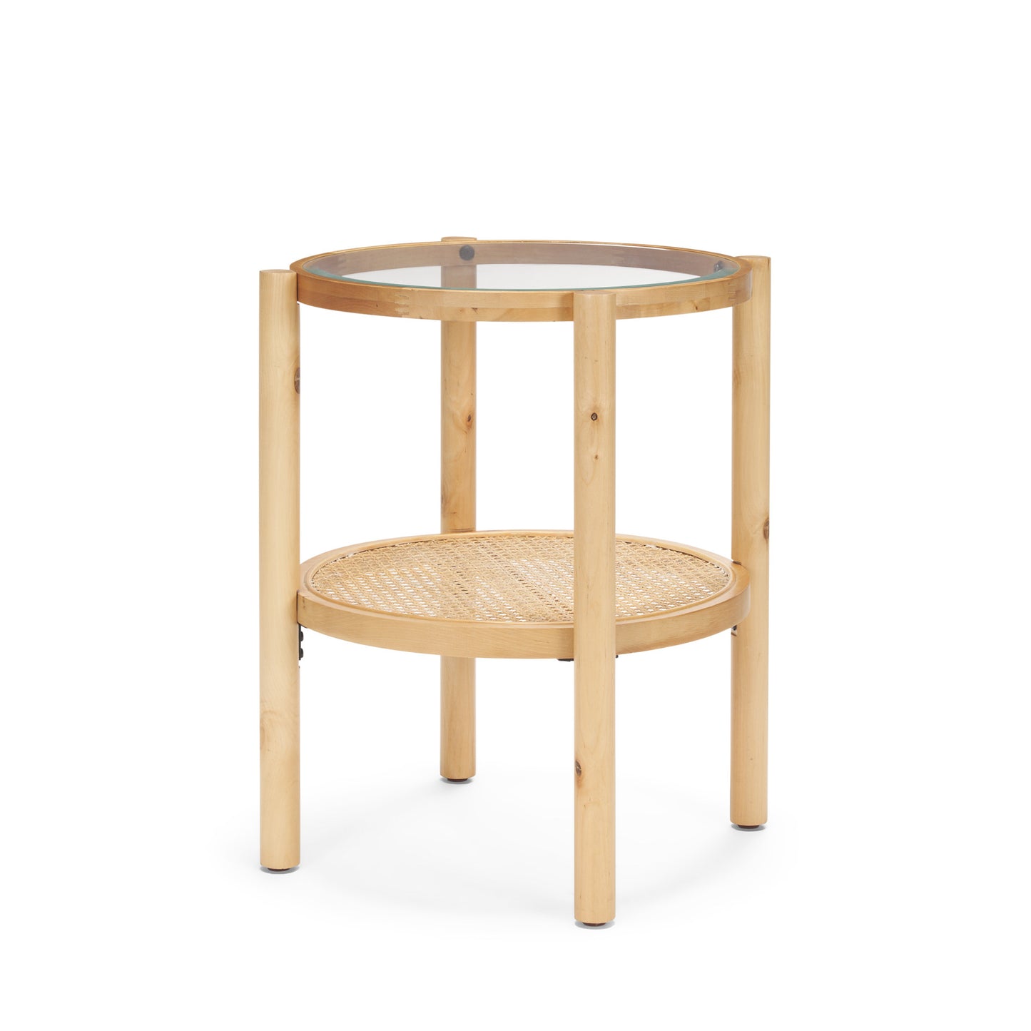 Weslyn End Side Table Cane | Wood | Glass - end-and-side-tables