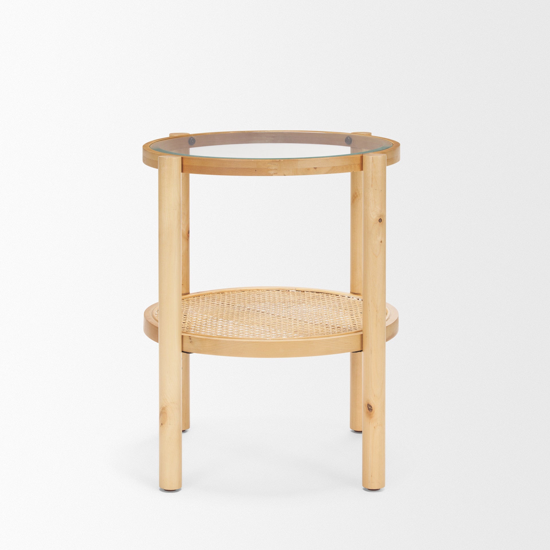 Weslyn End Side Table Cane | Wood | Glass - end-and-side-tables