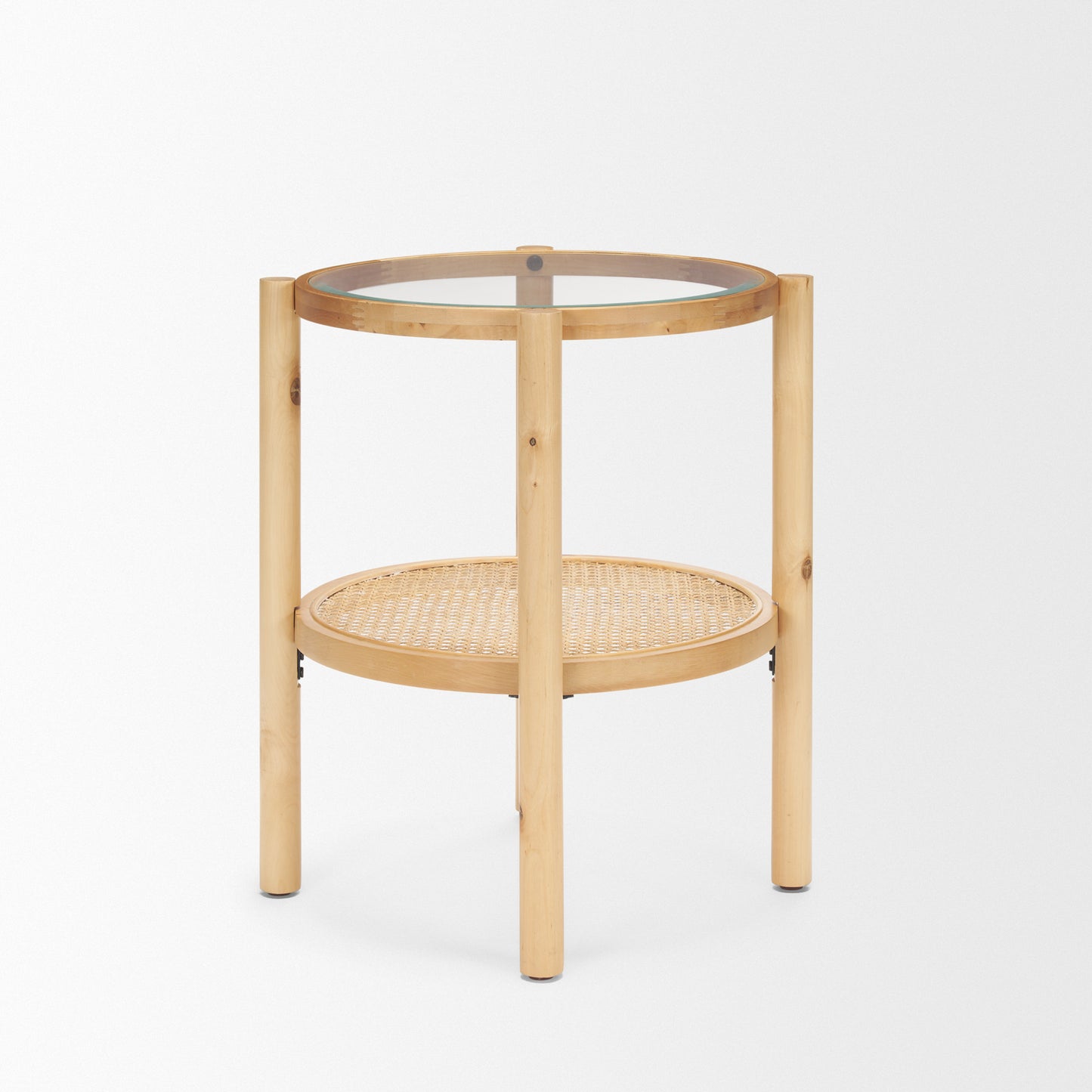 Weslyn End Side Table Cane | Wood | Glass - end-and-side-tables