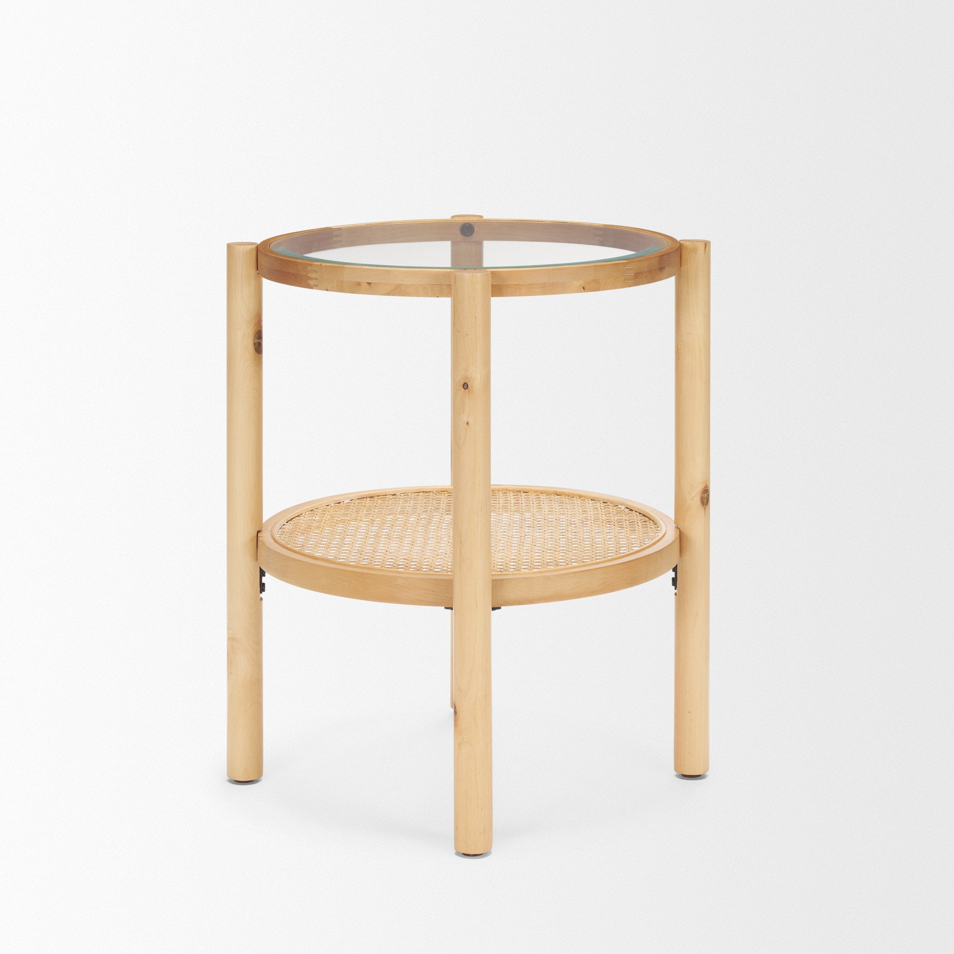 Weslyn End Side Table Cane | Wood | Glass - end-and-side-tables