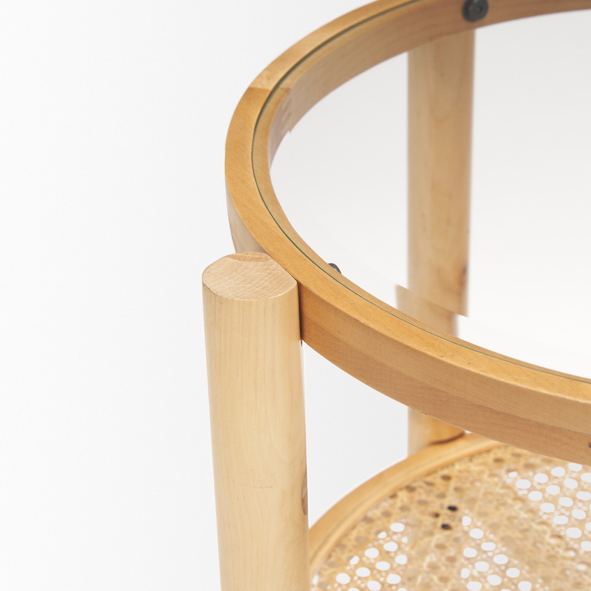 Weslyn End Side Table Cane | Wood | Glass - end-and-side-tables