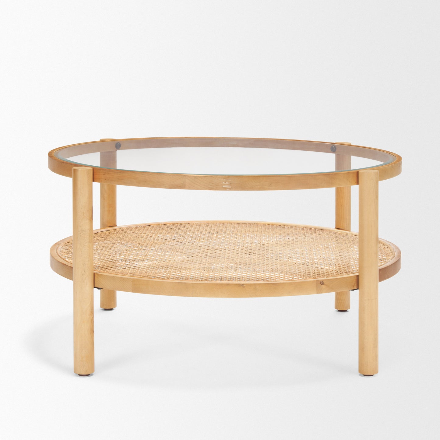 Weslyn Coffee Table Cane | Wood | Glass - coffee-tables