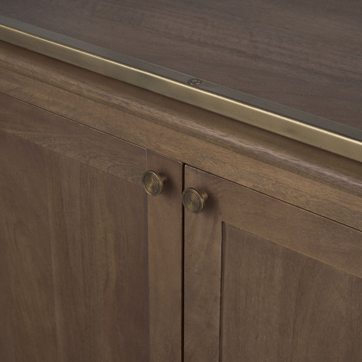 Braxton Shelving Unit Dark Brown | Antiqued Brass | 2 Doors - shelving