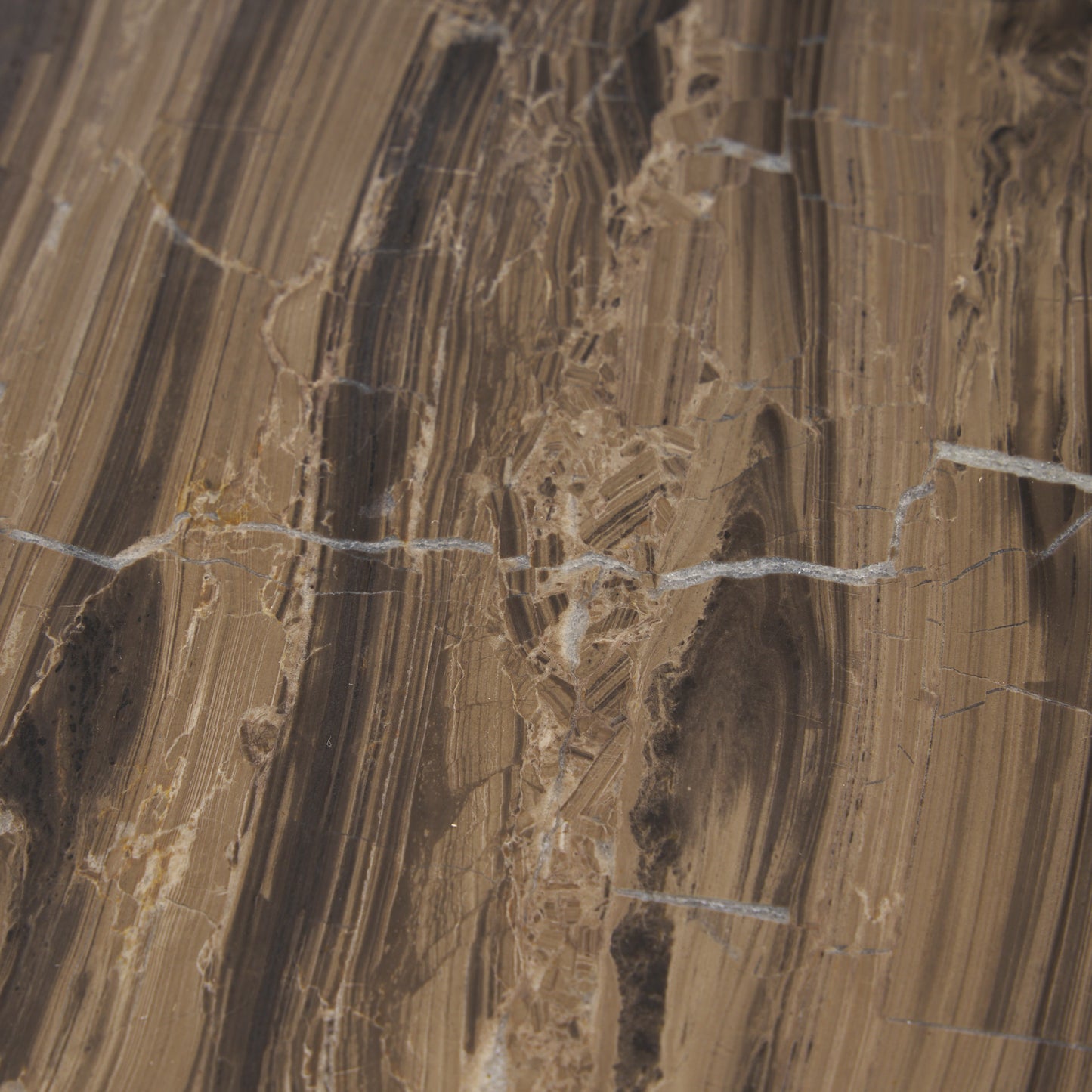 Jovia Brown Mango Wood W/ Cappuccino Marble Round Side Table