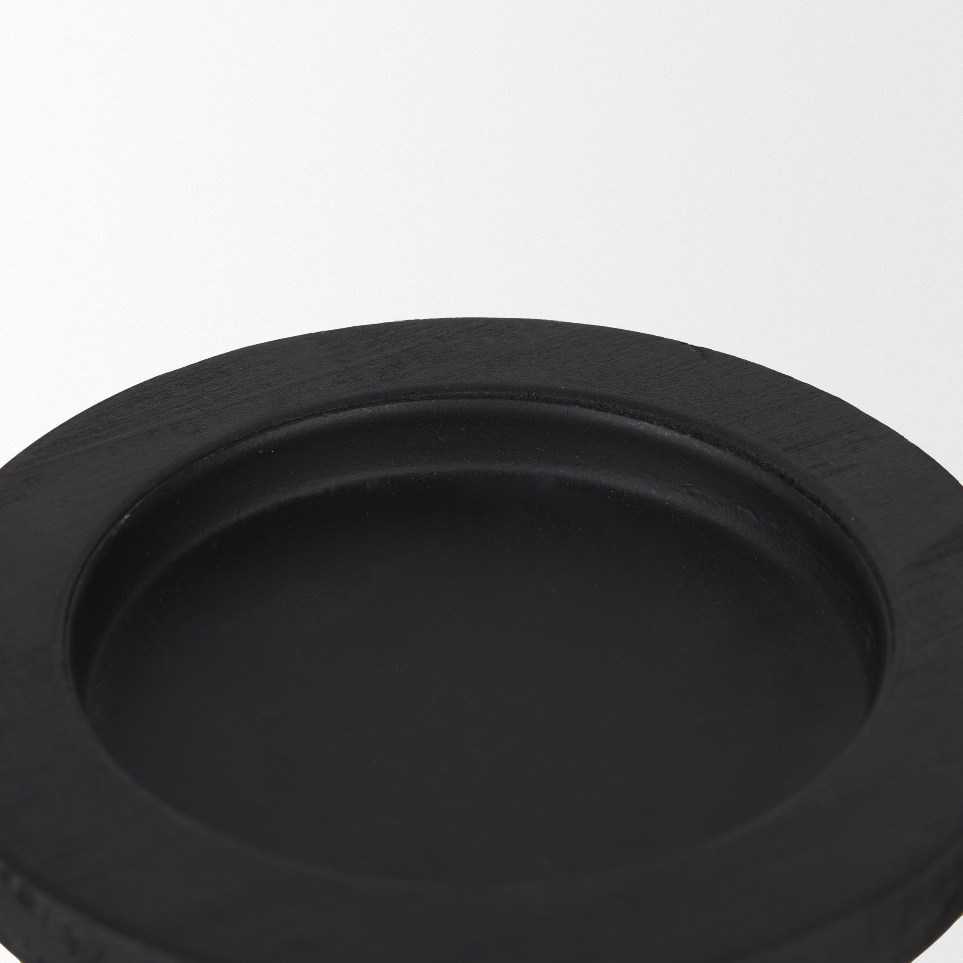 Wanda Matte Black Wood Pillar Candle Holders (Set of 2)