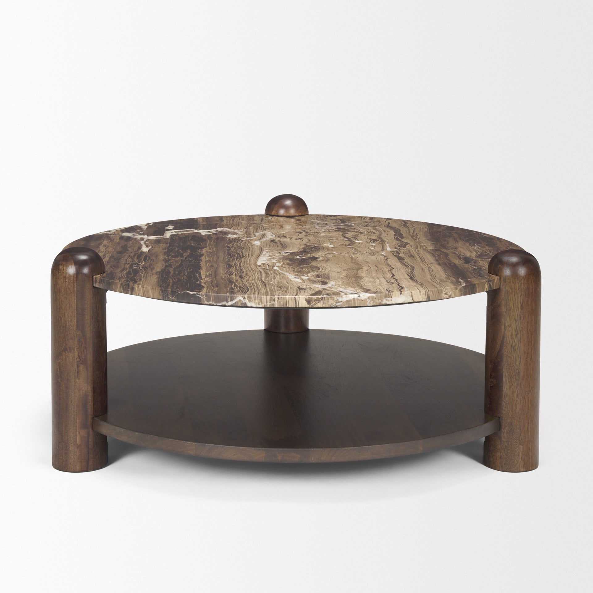 Jovia Coffee Table Dark Brown Wood | Cappuccino Marble - coffee-tables