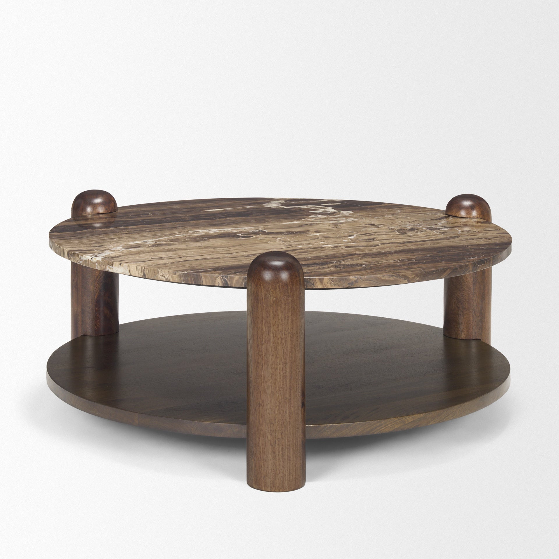 Jovia Coffee Table Dark Brown Wood | Cappuccino Marble - coffee-tables