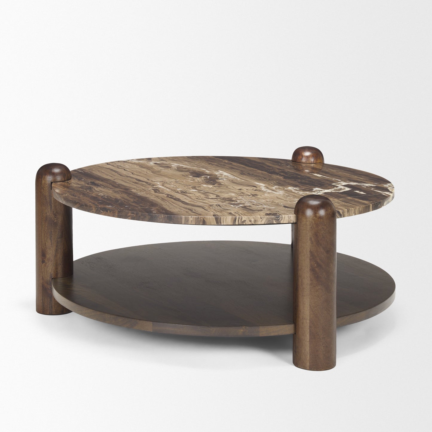 Jovia Coffee Table Dark Brown Wood | Cappuccino Marble - coffee-tables