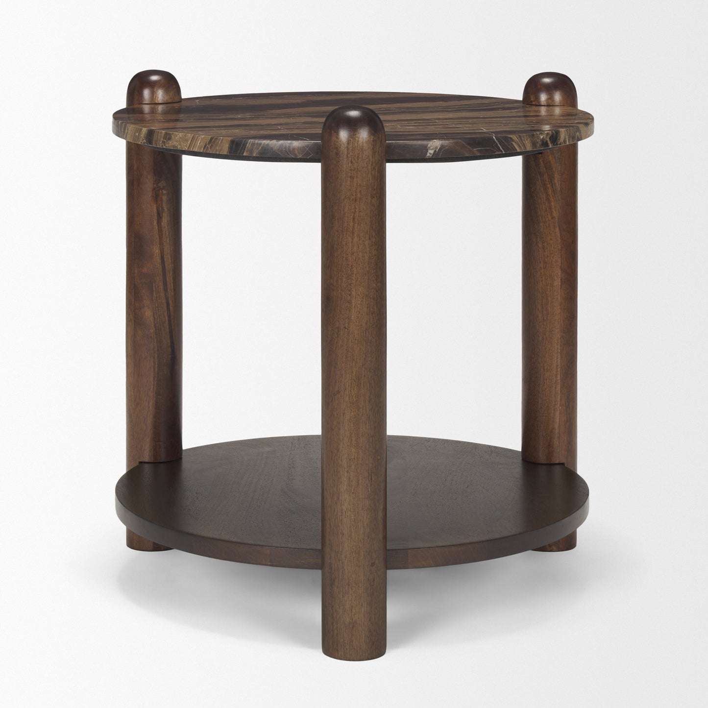 Jovia End Side Table Dark Brown Wood | Cappuccino Marble - end-and-side-tables