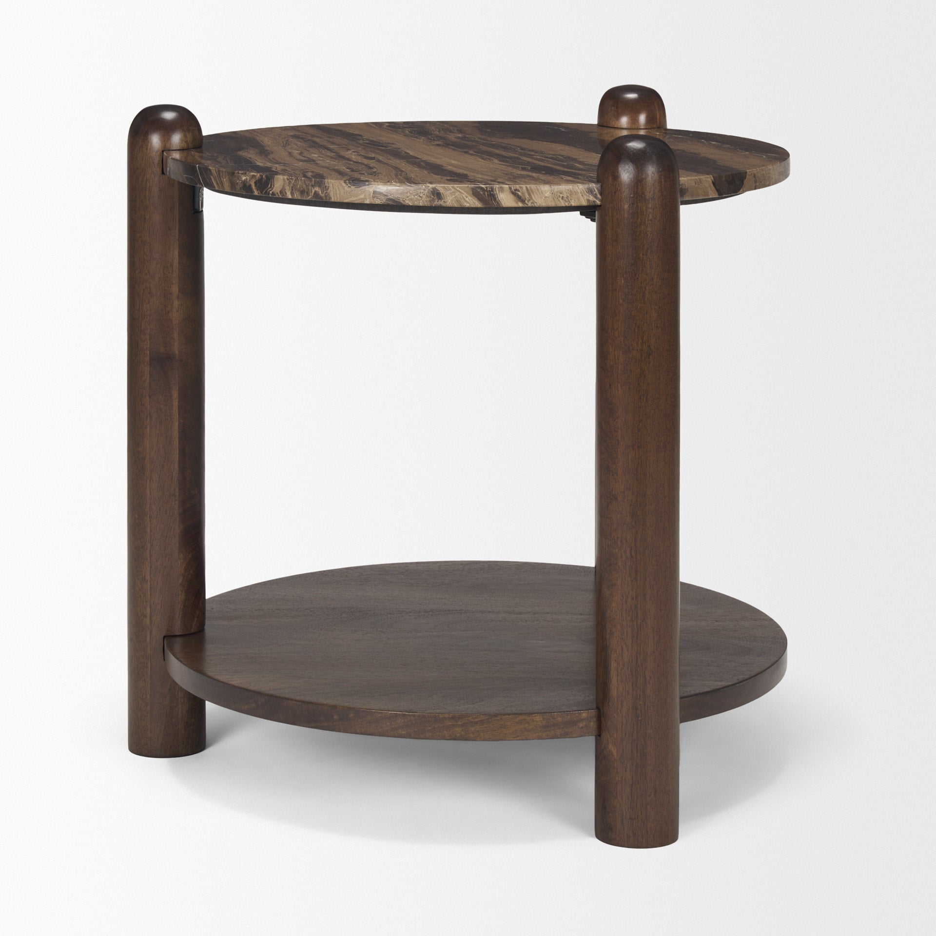 Jovia End Side Table Dark Brown Wood | Cappuccino Marble - end-and-side-tables