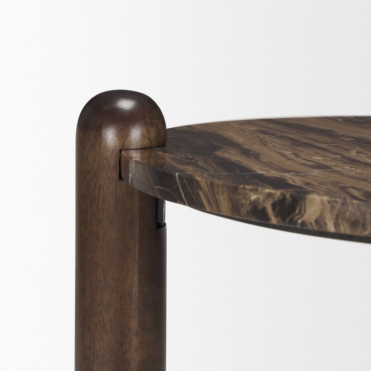 Jovia End Side Table Dark Brown Wood | Cappuccino Marble - end-and-side-tables