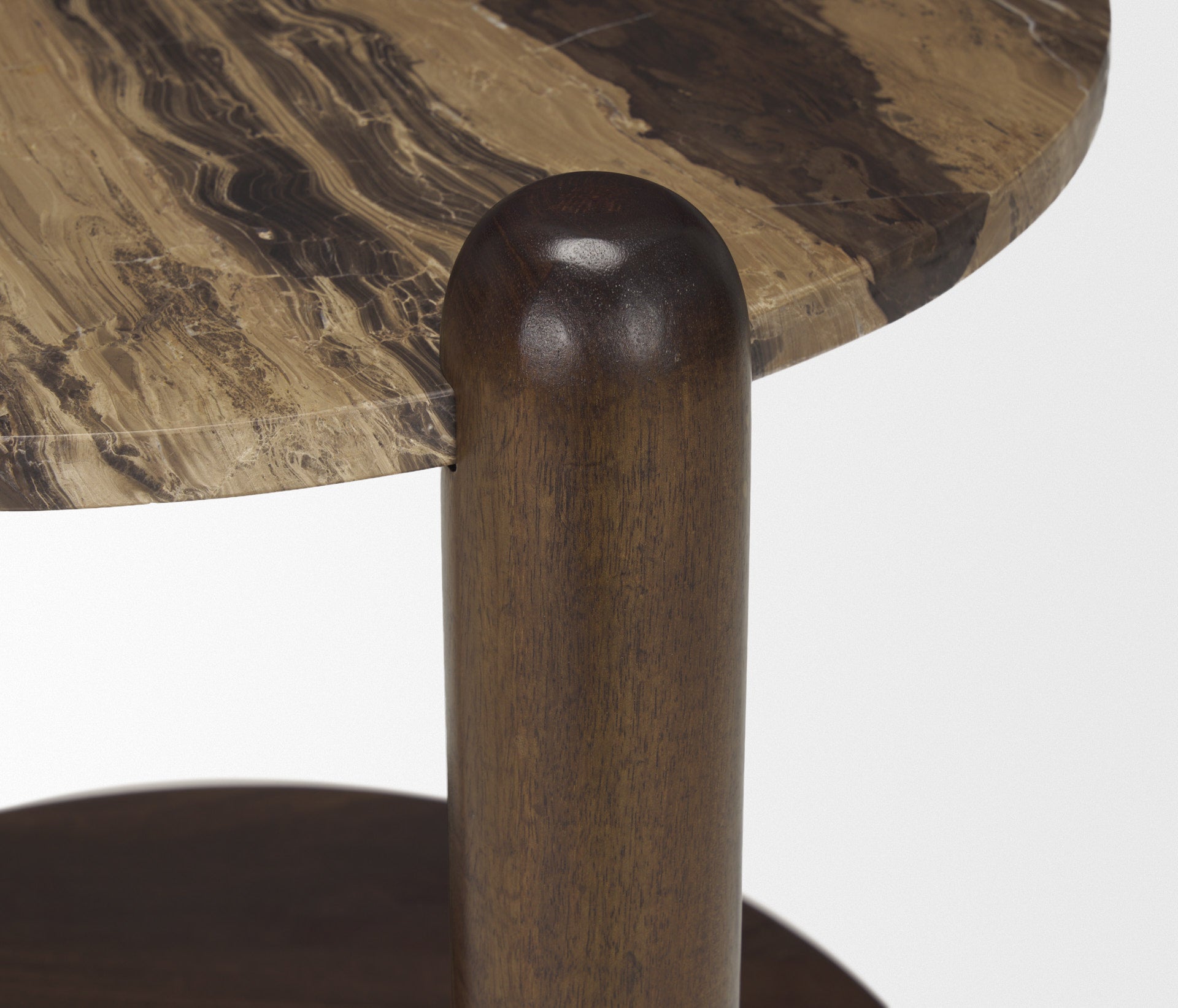 Jovia End Side Table Dark Brown Wood | Cappuccino Marble - end-and-side-tables