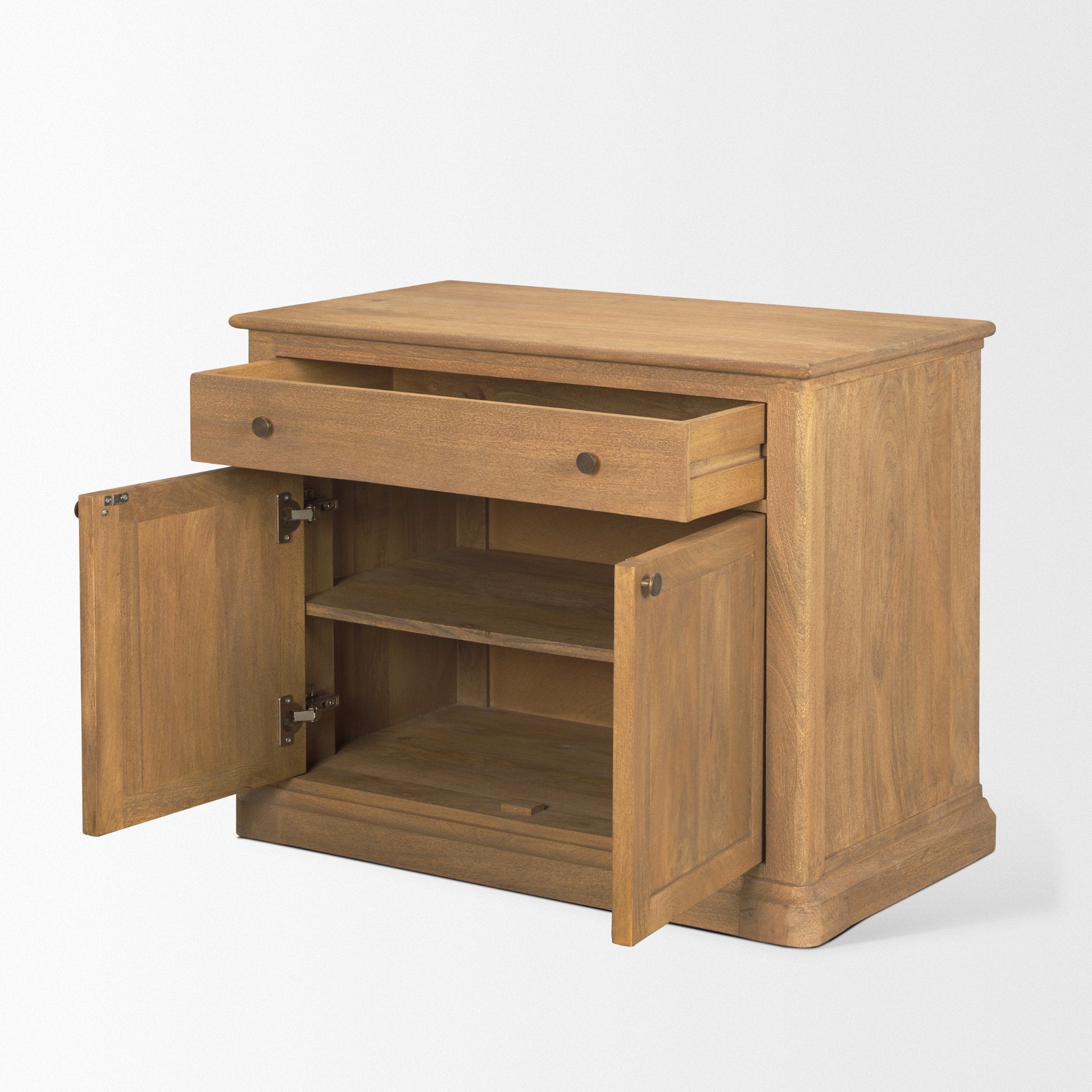 Baron Light Brown Solid Wood w/ Gunmetal Knobs 2-Door Accent Cabinet