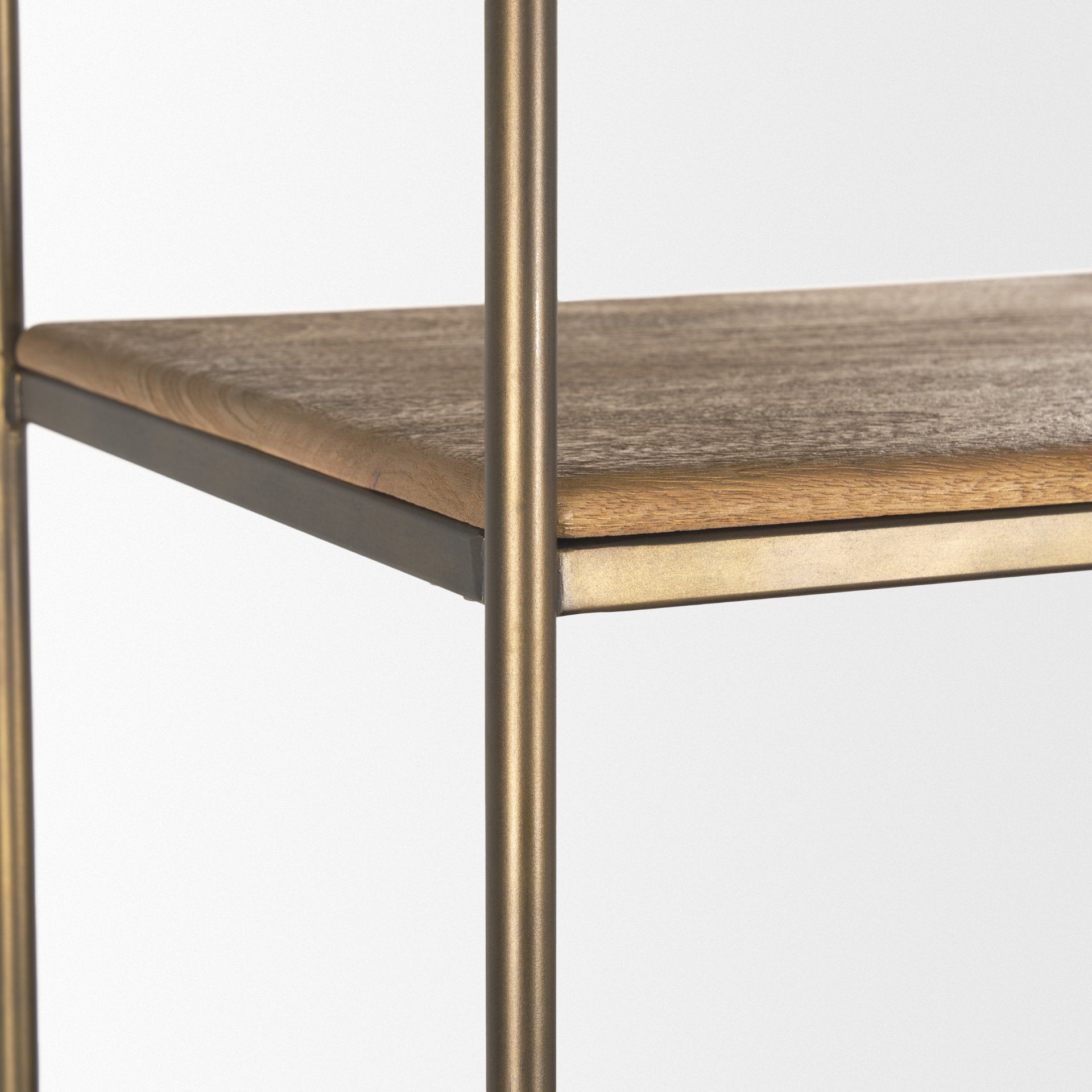 Baron 4-Door Light Brown Wood w/ Gunmetal Open Shelving Unit