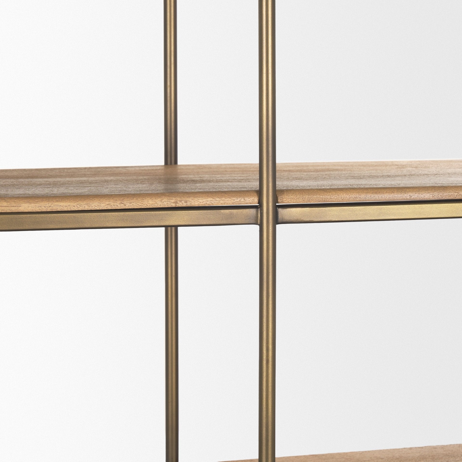 Baron 4-Door Light Brown Wood w/ Gunmetal Open Shelving Unit