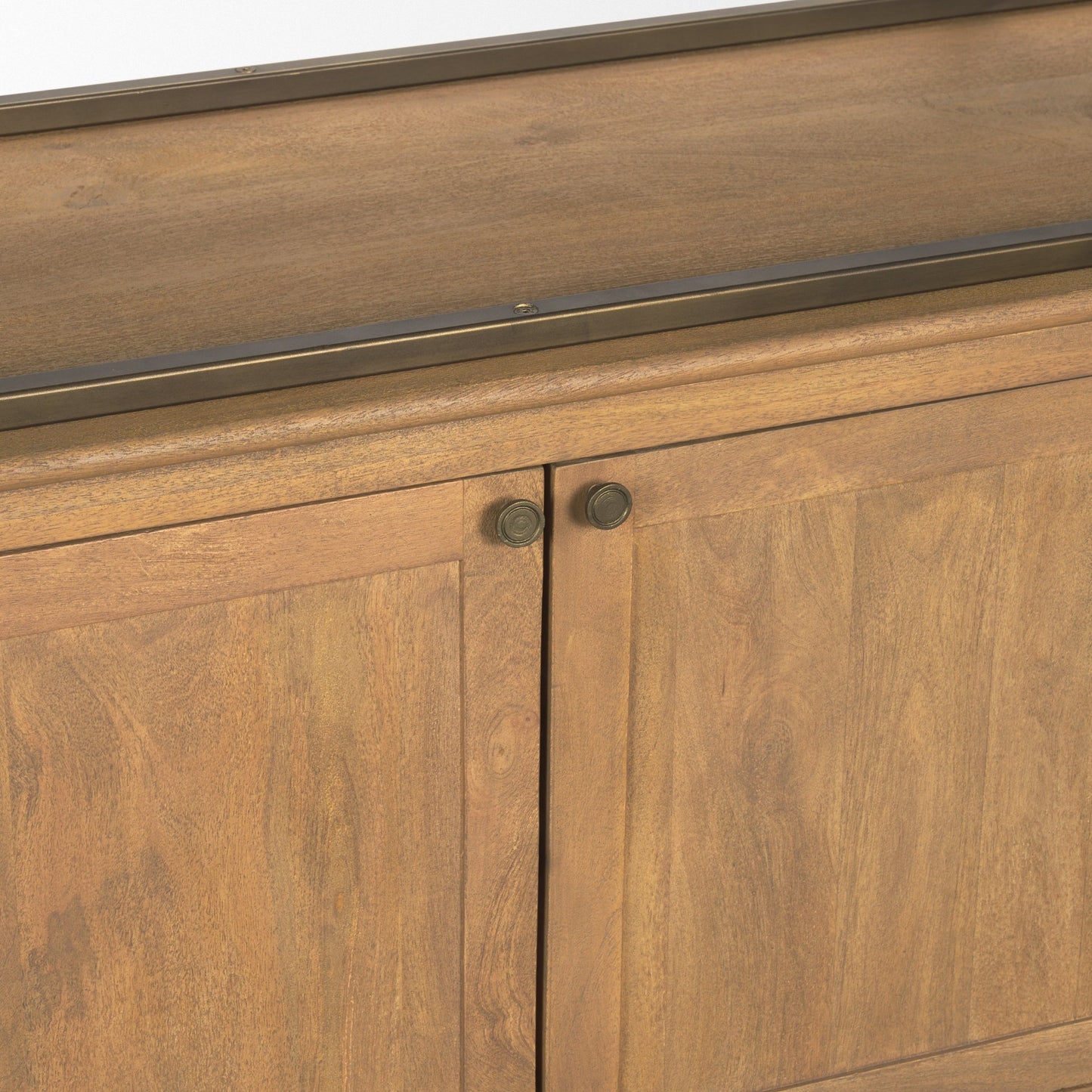 Baron 4-Door Light Brown Wood w/ Gunmetal Open Shelving Unit