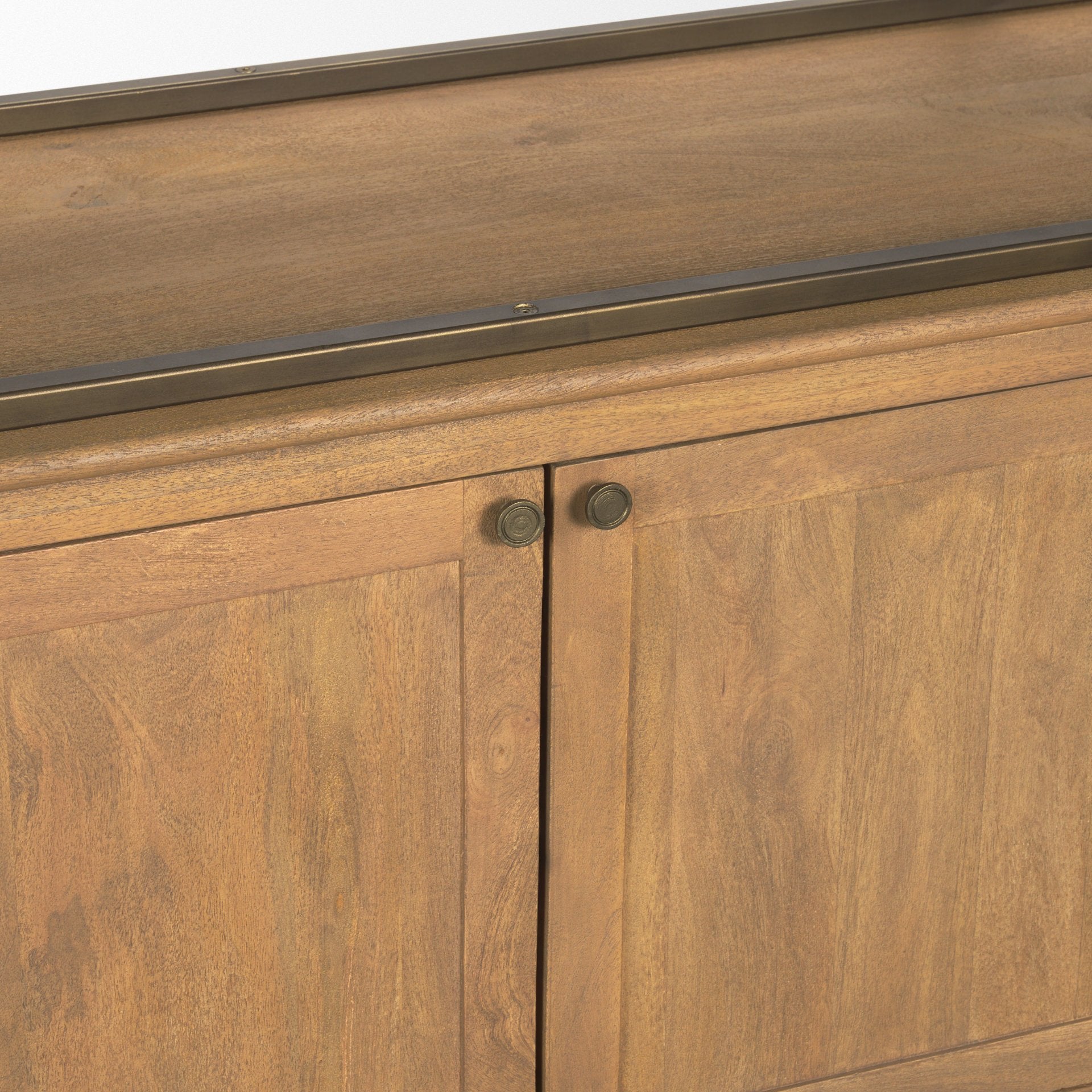Baron 4-Door Light Brown Wood w/ Gunmetal Open Shelving Unit