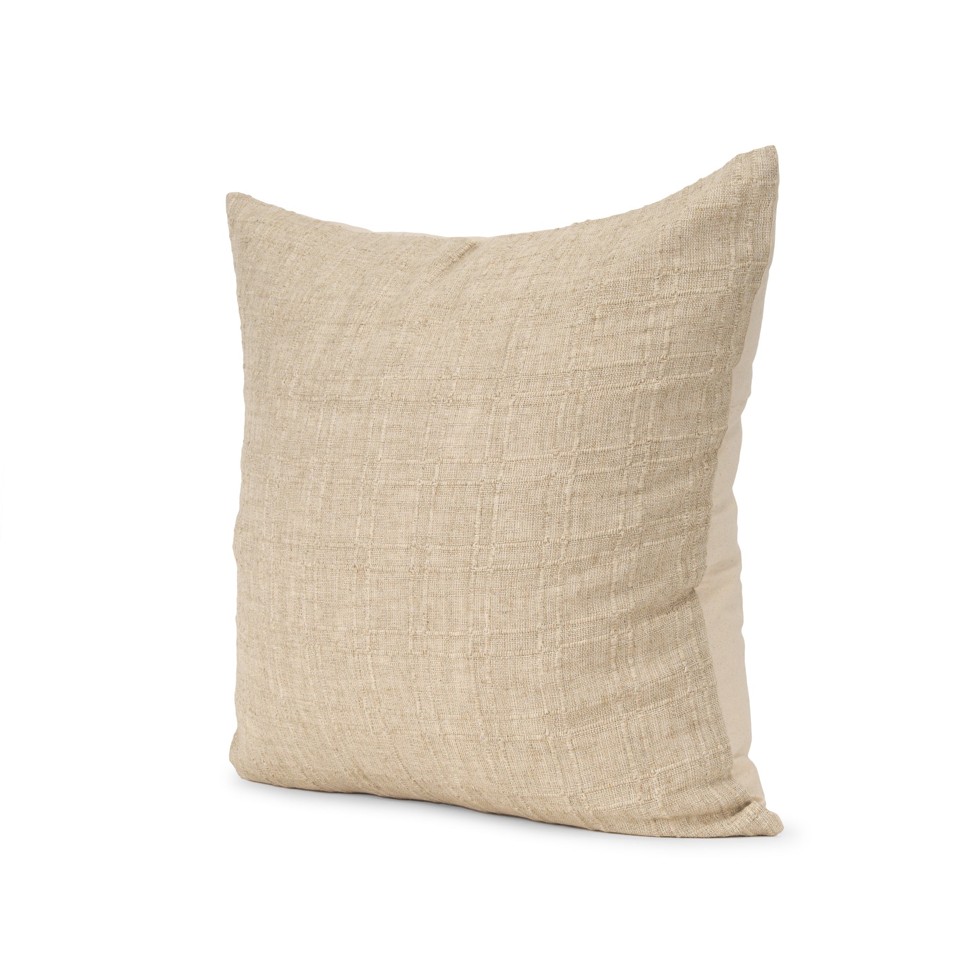 Jeren 22x22 Beige Cotton Linen Square Pillow Cover