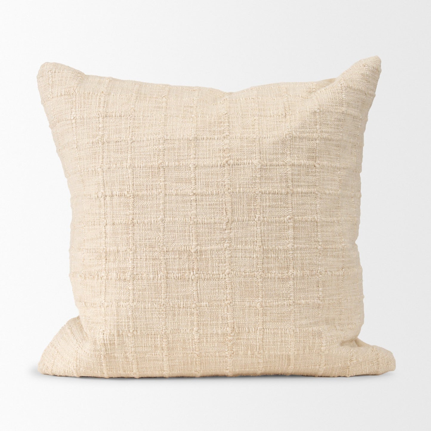 Jacory 22x22 Cream Checker Textured Decorative Square Pillow Cover