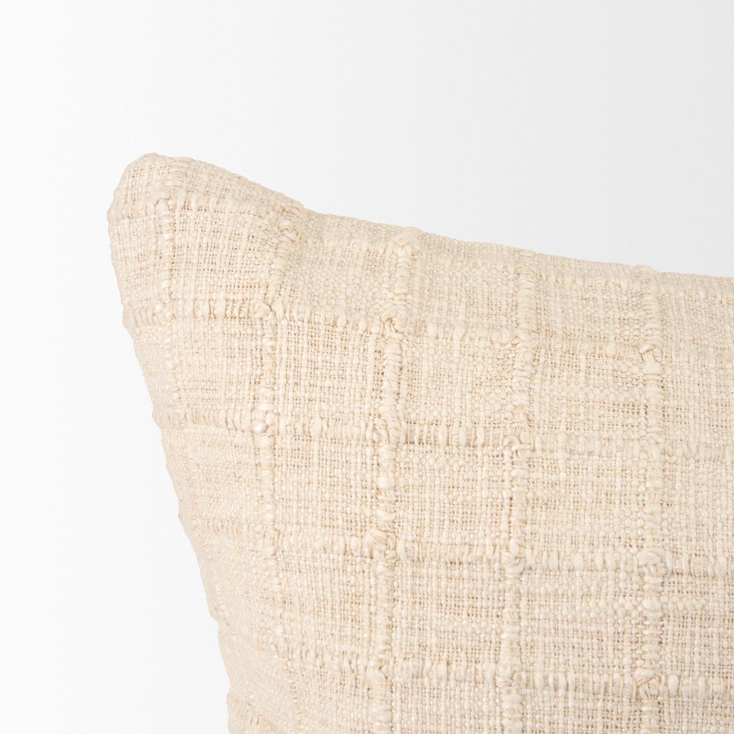 Jacory 22x22 Cream Checker Textured Decorative Square Pillow Cover