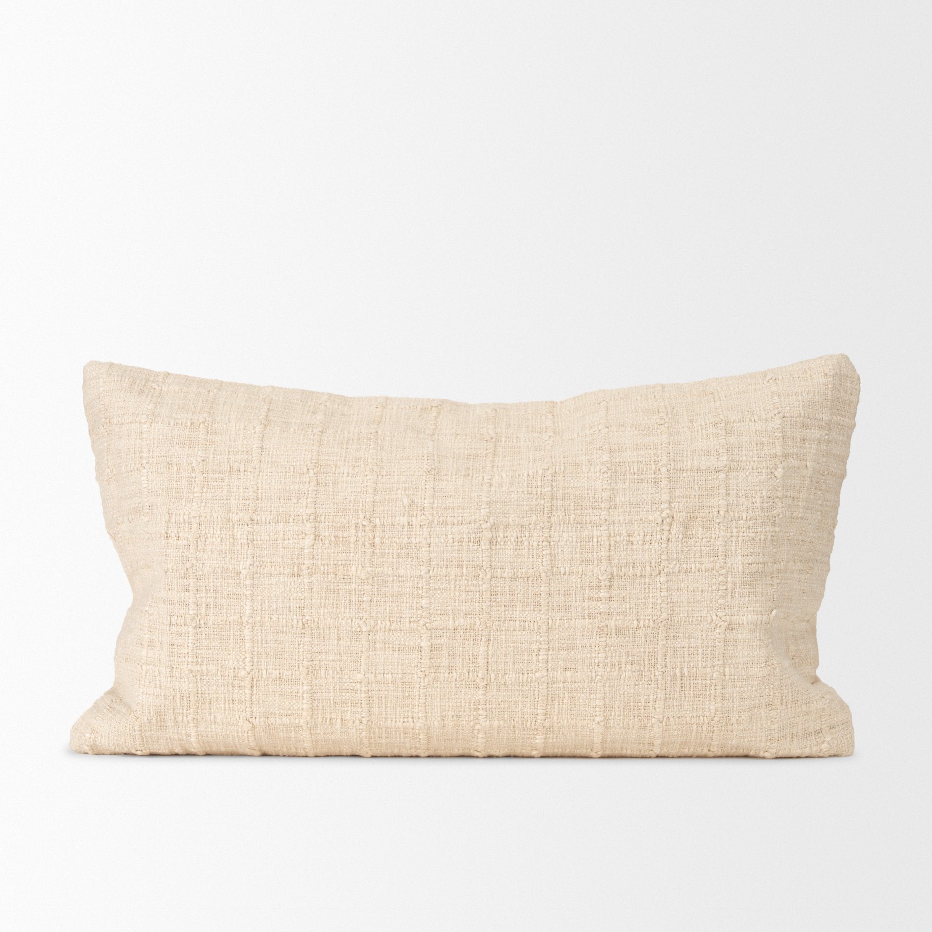Jacory 14x26 Cream Checker Textured Lumbar Pillow Cover