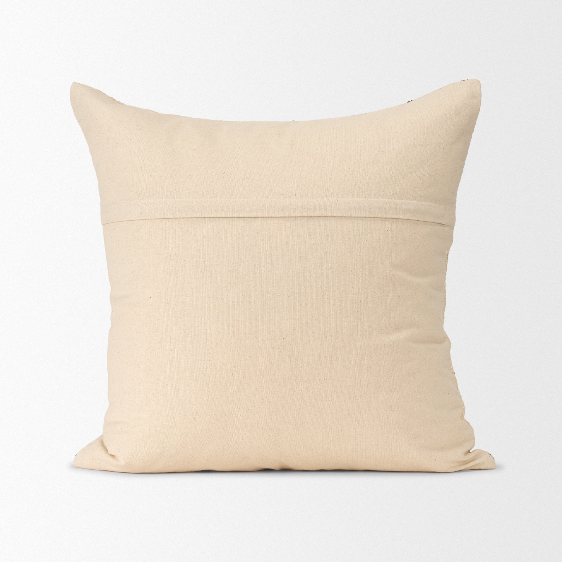 Jaela 22x22 Beige/Black Striped Checkered Square Throw Pillow Cover