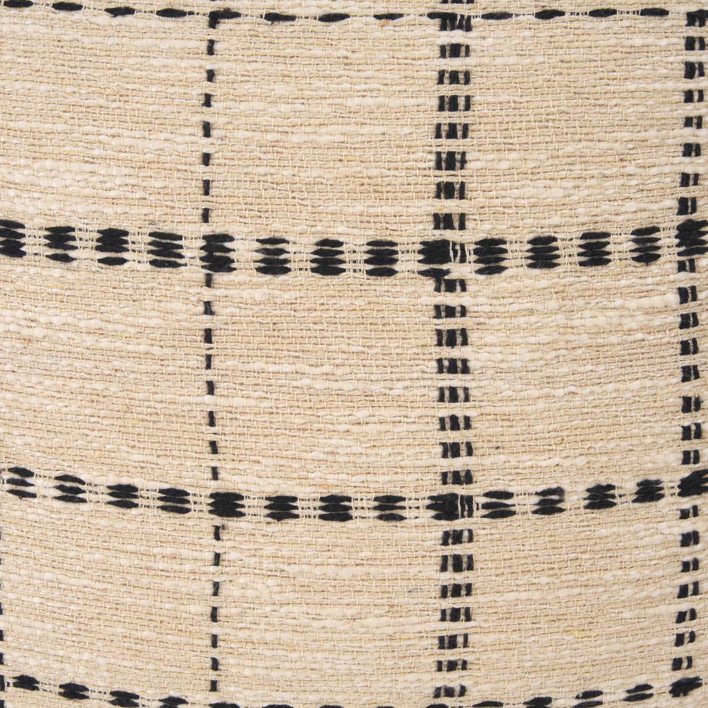 Jaela 22x22 Beige/Black Striped Checkered Square Throw Pillow Cover
