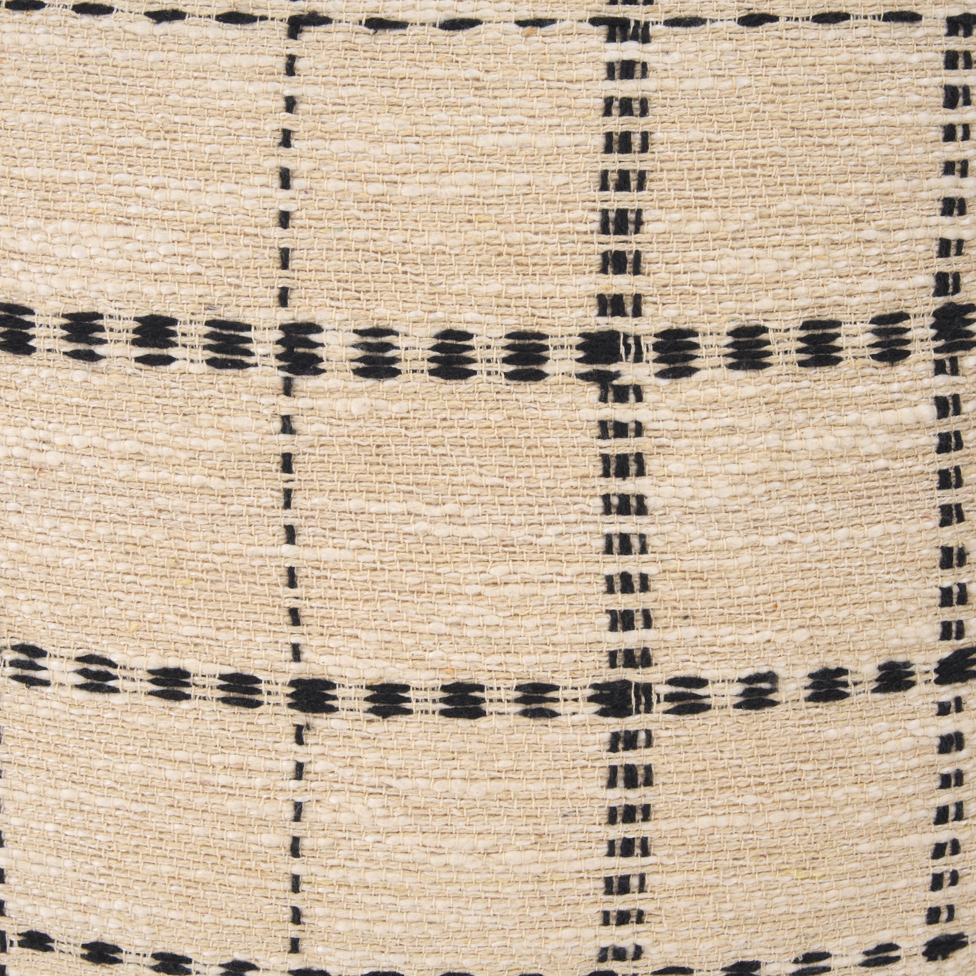 Jaela 22x22 Beige/Black Striped Checkered Square Throw Pillow Cover