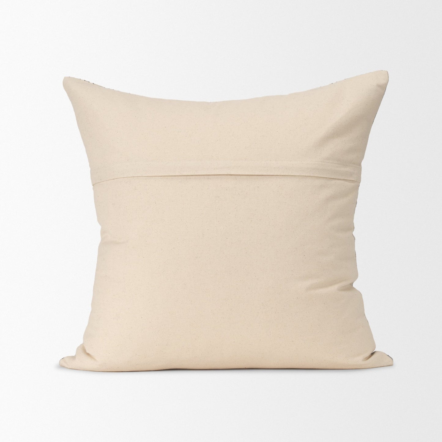 Jaxon 22x22 Beige/Black Striped Cotton-Linen Square Pillow Cover