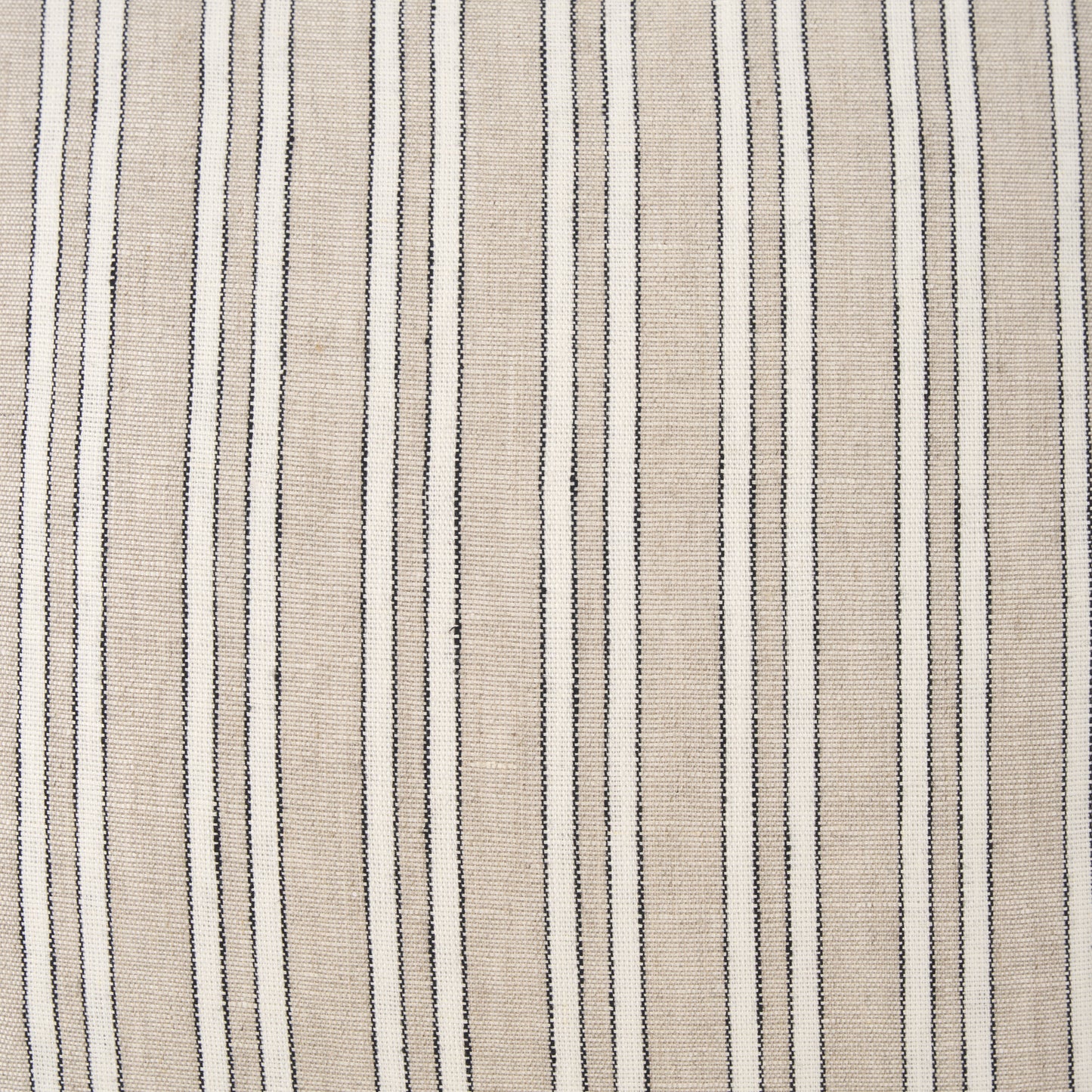 Jaxon 22x22 Beige/Black Striped Cotton-Linen Square Pillow Cover